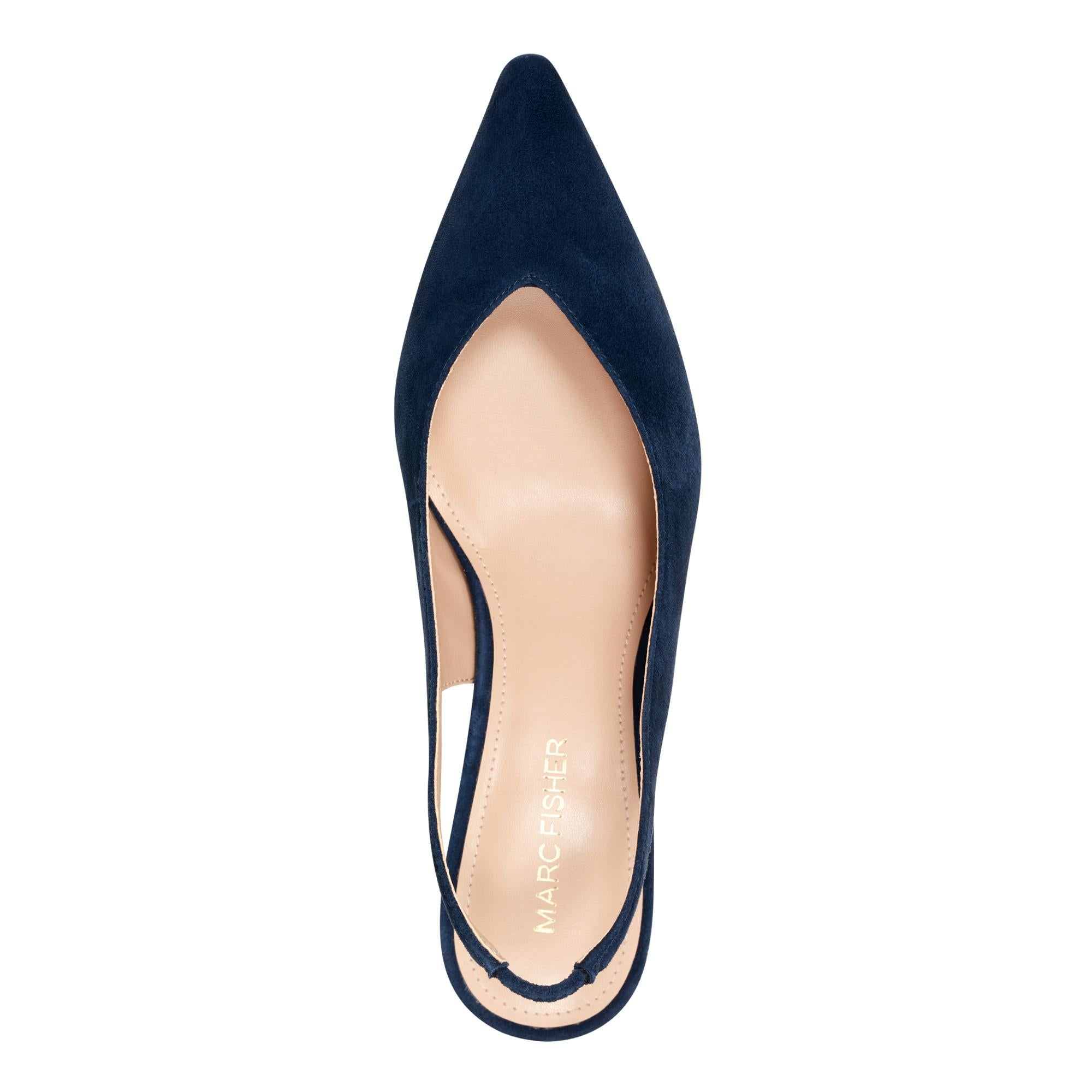 Marc Fisher Women's Labela Blue M Suede Ankle Boots - Comfortable Mid Heel Shoes for Work, Date Night & Fall Fashion