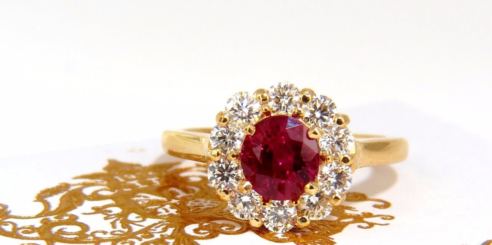 GIA Certified 1.54ct Oval Cut Red Ruby & 0.88ct Diamond Ring in 18K Gold - Perfect for Engagement, Anniversary & Special Occasion Gifts