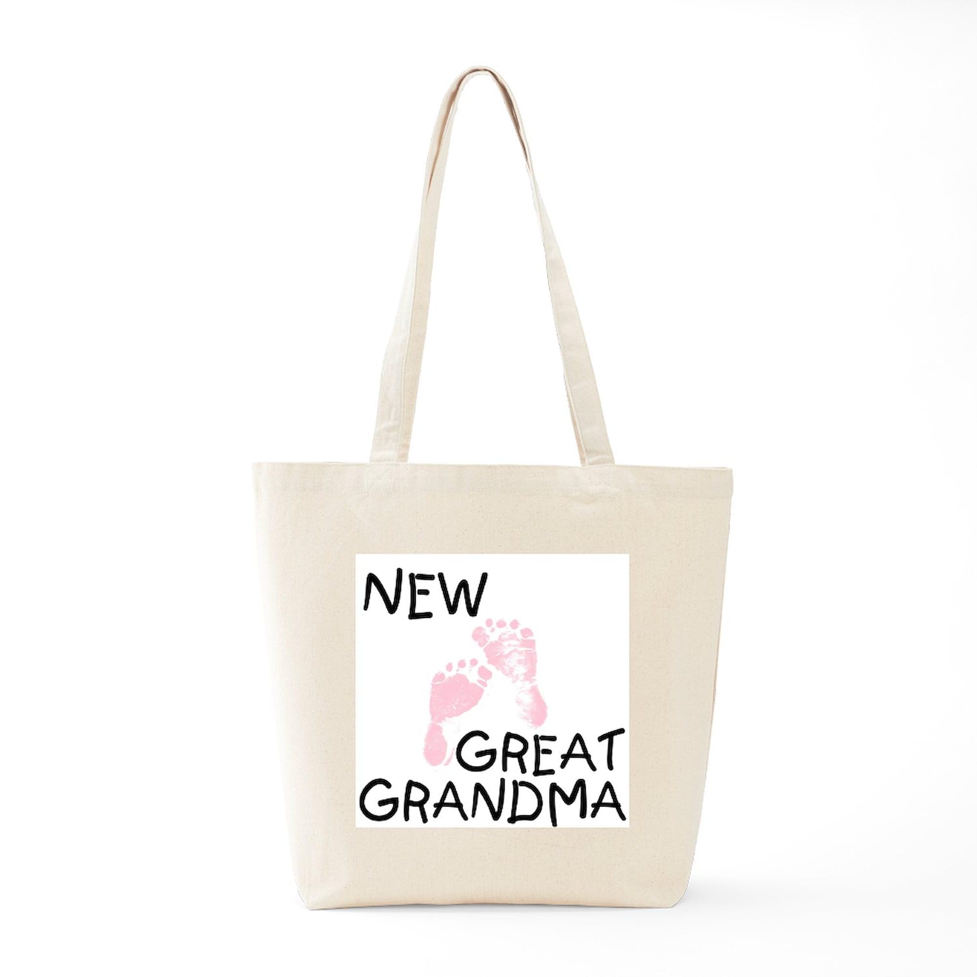 Natural Canvas Tote Bag - Reusable Shopping Bag for Great Grandma (Pink) | Eco-Friendly Grocery Bag, Gift for Grandmothers, Perfect for Shopping, Beach & Daily Use