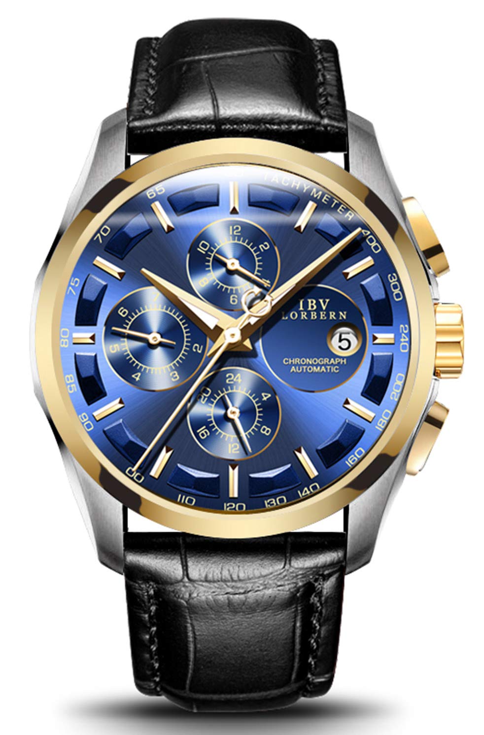 MASTOP Swiss Automatic Self-Winding Men's Watch - Stainless Steel Case with Genuine Brown Leather Band - Luxury Dress Watch for Business, Formal Events & Everyday Wear