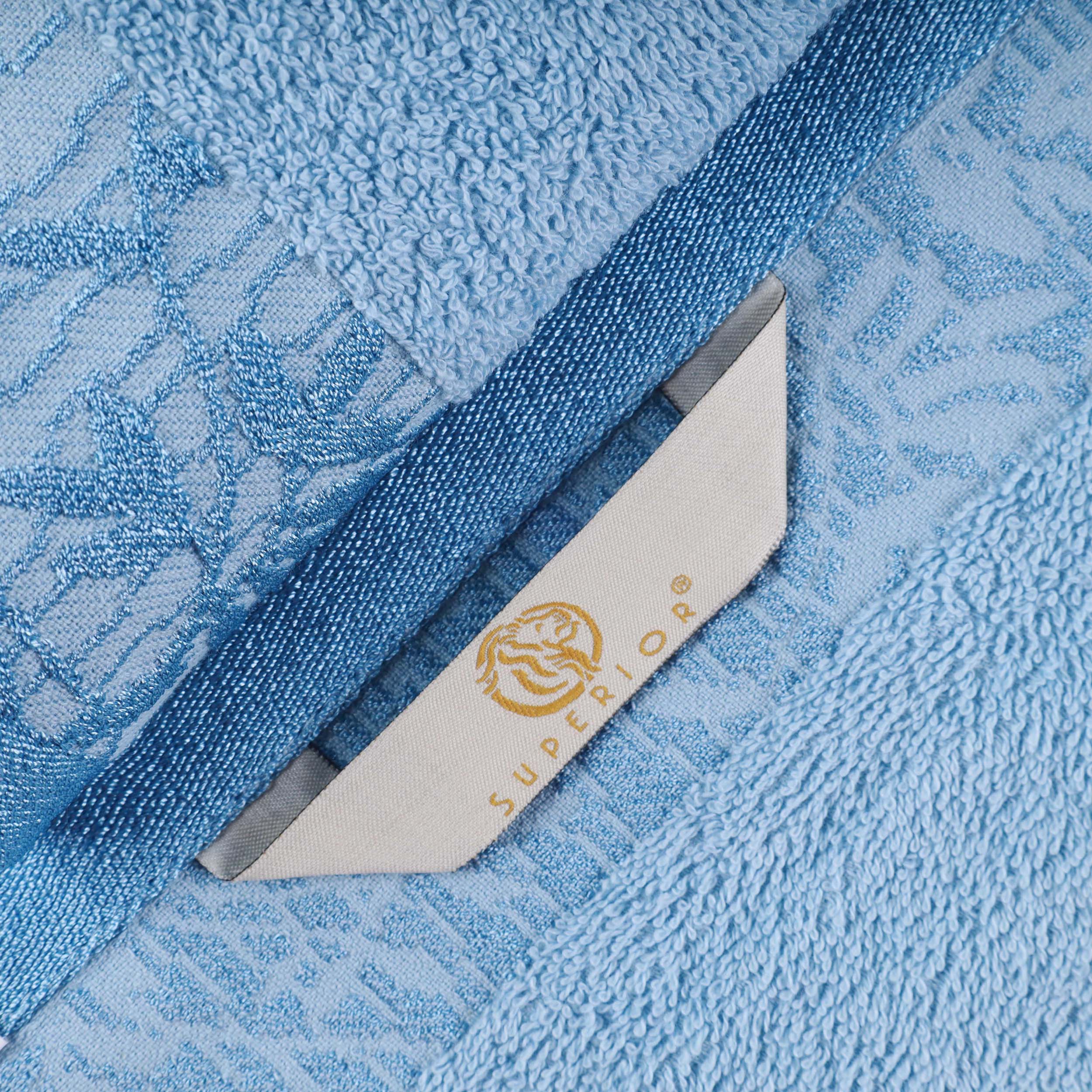 Premium Wisteria Cotton Floral Embroidered Jacquard Border Bath Towel Set of 2 - Soft Absorbent Luxury Towels for Spa, Bathroom & Guest Use