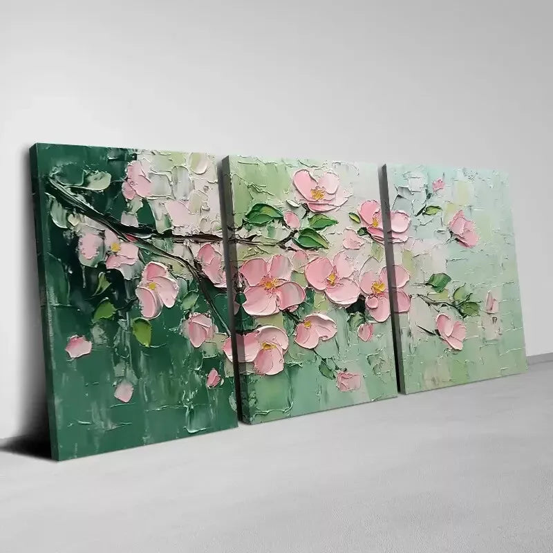 3-Piece Magnificent Pink Floral Canvas Art Set with Greenery - 50x70cm Framed Wall Decor | High Quality Print | 100% Australian Made | Ready to Hang | Perfect for Living Room, Bedroom & Office Decor