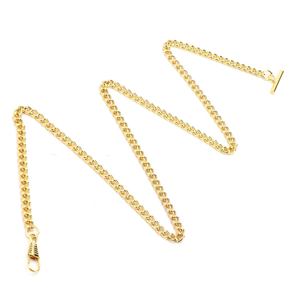 Vintage Gold Pocket Watch Chain - T-Bar Pendant Holder for Retro Decor & Accessories