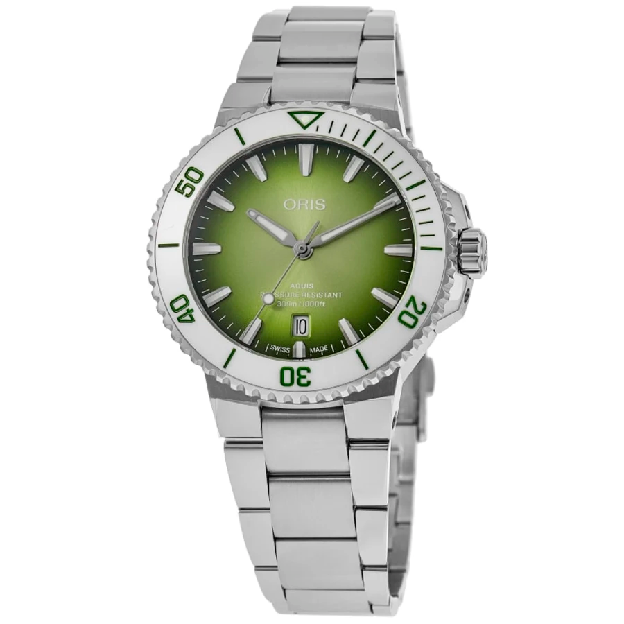 Oris Aquis Date Taste of Summer 41.5mm Green Dial Men's Luxury Watch 01 733 7787 4137 - Perfect for Diving, Swimming & Summer Outdoor Activities