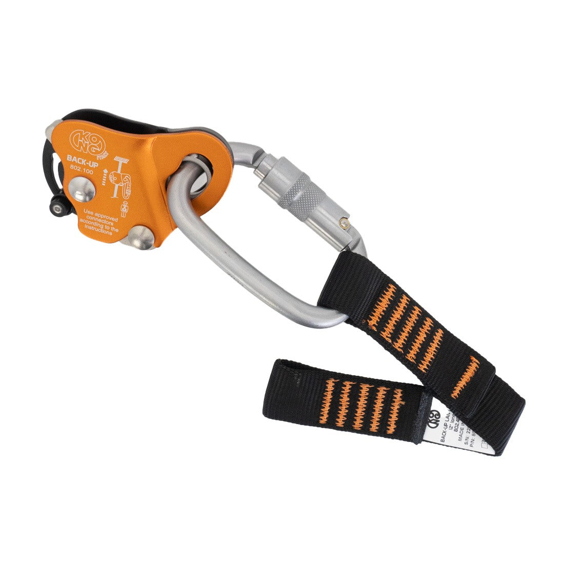 KONG Back Up Fall Arrester with Safety Lanyard - Ovalone Autoblock ANSI Certified for Rock Climbing & Construction Work