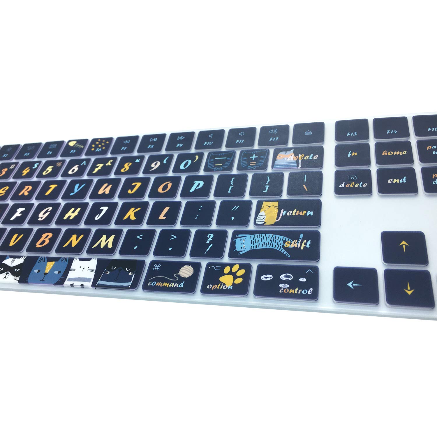 Silicone Keyboard Cover for Apple iMac Magic Keyboard - Cat Print Skin for MQ052LL/A (A1843) - Home & Office Use