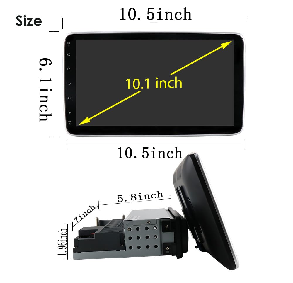 1 Din Android 13 Car Stereo with Wireless CarPlay & Android Auto - 10.1
