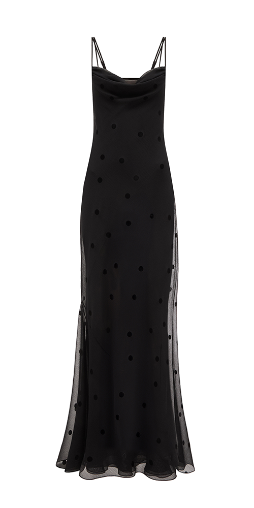 Coletta Sheer Polka Dot Maxi Dress for Women - Flowy Summer Beach Dress with Long Sleeves, Elegant Boho Style for Vacation, Party, and Date Night