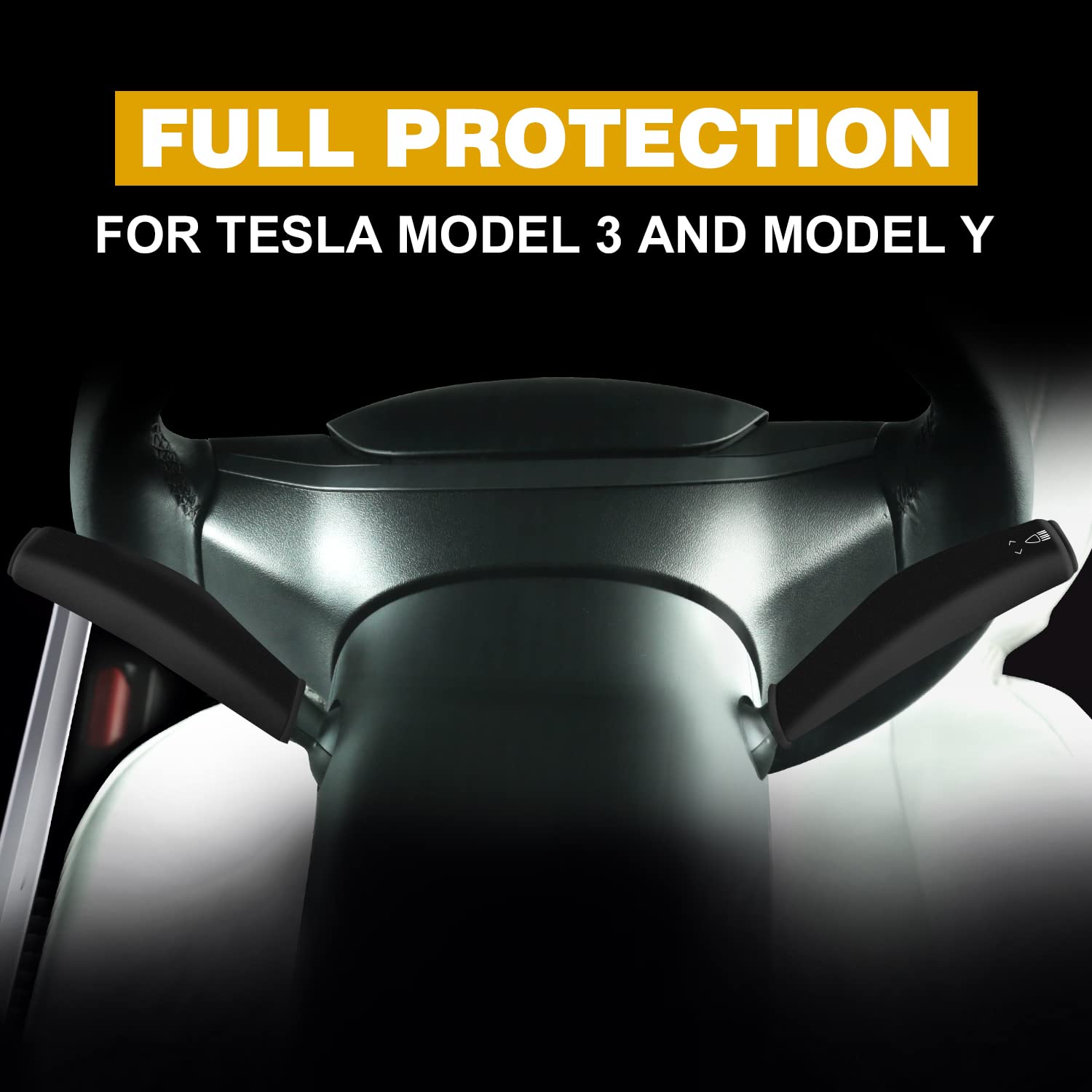 Premium Silicone Steering Lever Cover for Tesla Model 3 & Model Y - Durable Gear Shift Protector | Anti-Slip, Scratch-Resistant Accessory (Black) | Perfect for Daily Commuting & Road Trips