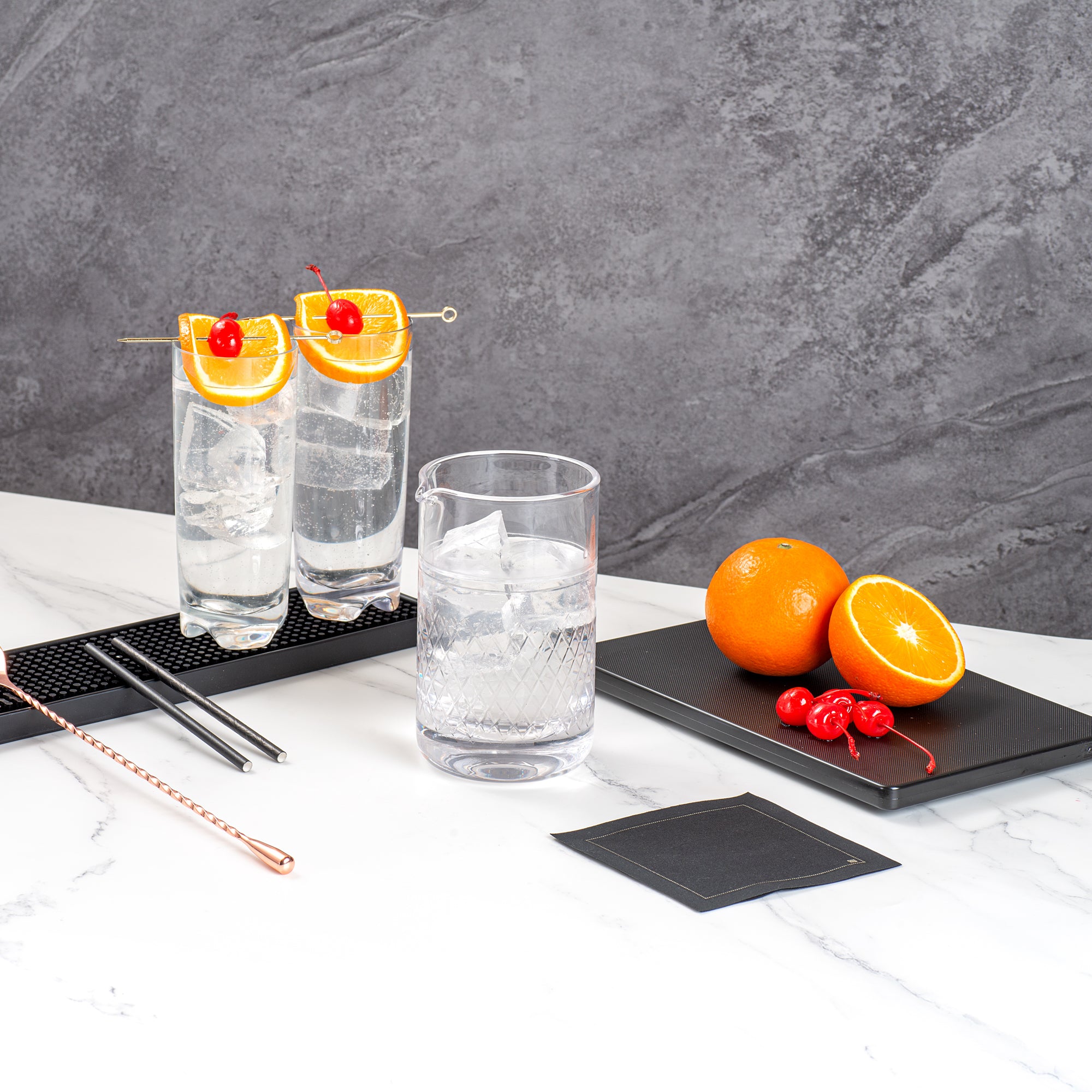 Premium 17 oz Hand Blown Crystal Cocktail Mixing Glass - Diamond Cut Pattern, Bar Lux Brand, 3.75