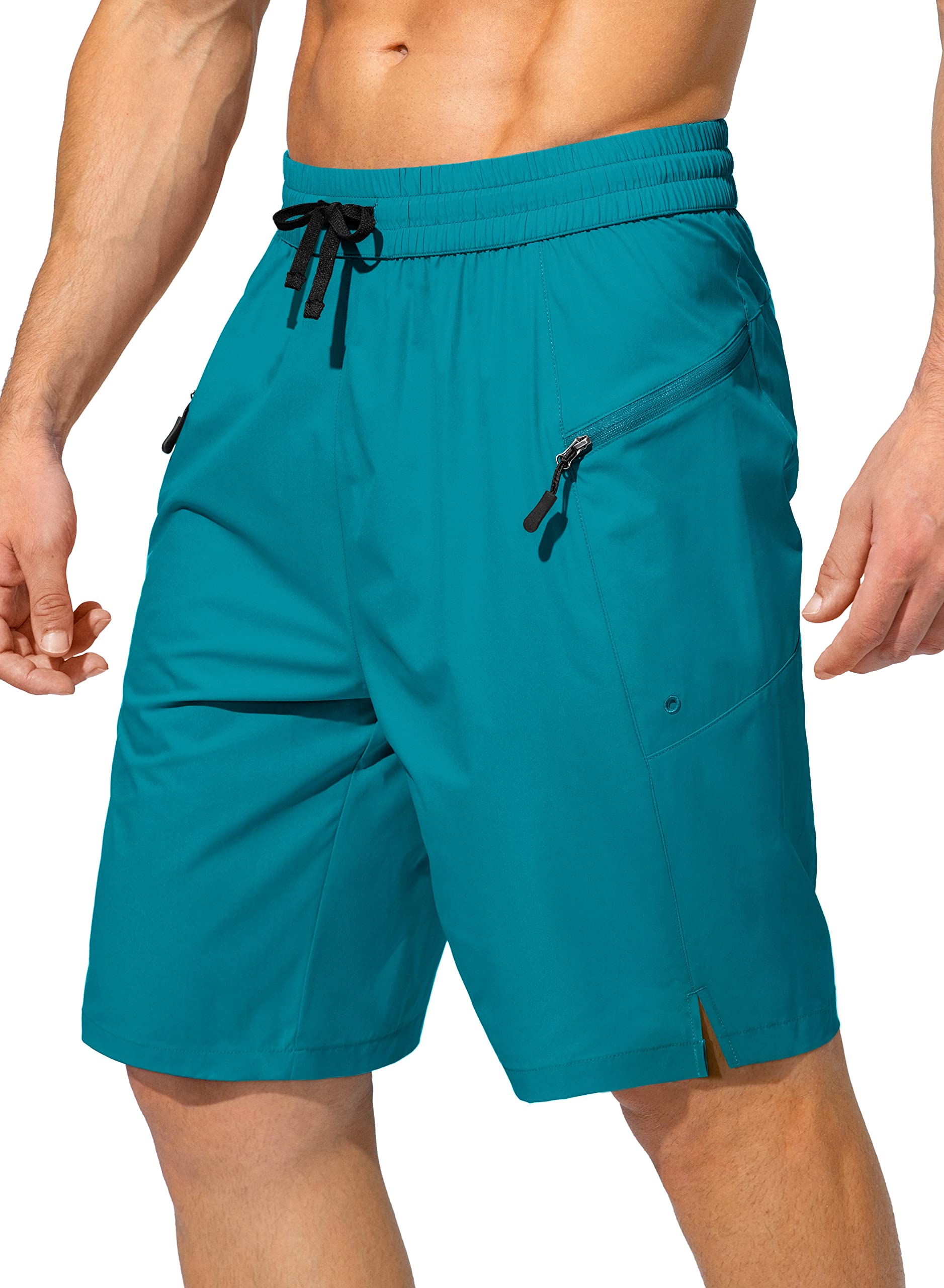 **Men's Quick Dry Swim Trunks with Zipper Pockets - No Mesh Liner Board Shorts for Beach, Pool & Water Sports**