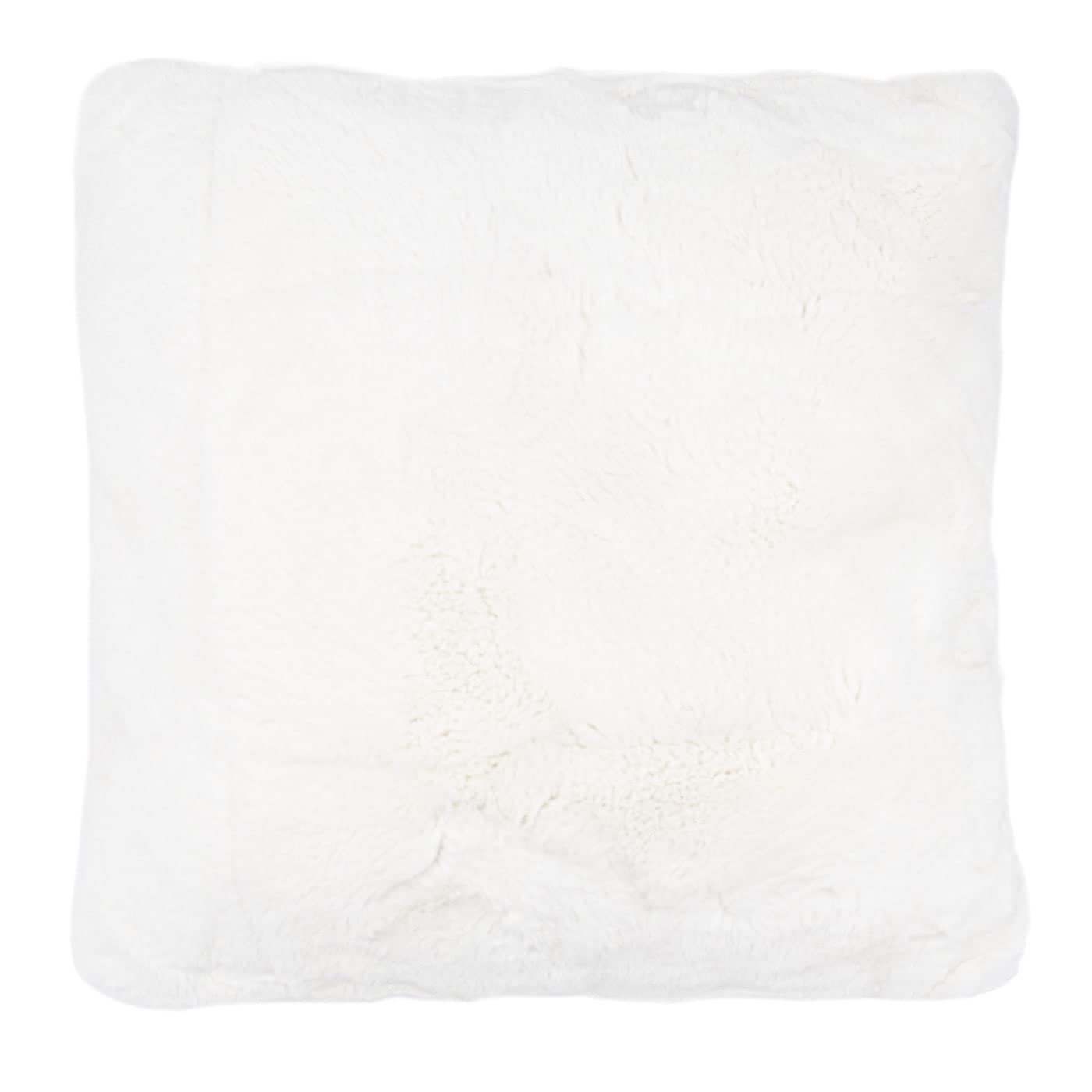 Surell Real Rex Rabbit Fur Pillow - Ultra Soft Decorative Throw Pillow with Removable Cover - Fuzzy Bedding Cushion for Bed, Sofa & Couch - Rustic Farmhouse Style Home Decor - White Faux Fur Pillow for Living Room, Bedroom & Nursery