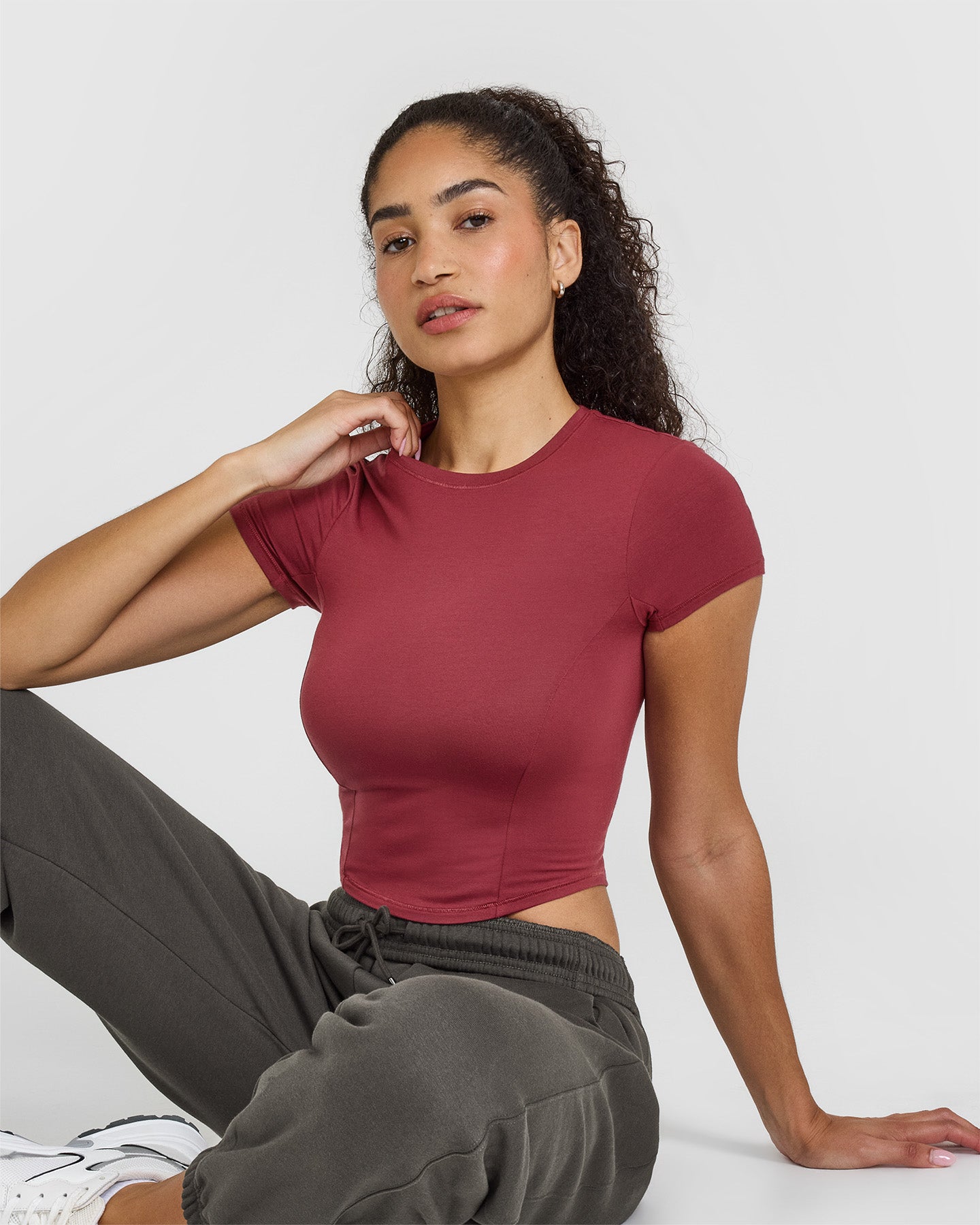 Mellow™ Soft Mid Short Sleeve T-Shirt for Women - Comfortable Cotton Tee in Burnt Cherry | Perfect for Casual Wear, Summer Outfits & Everyday Comfort