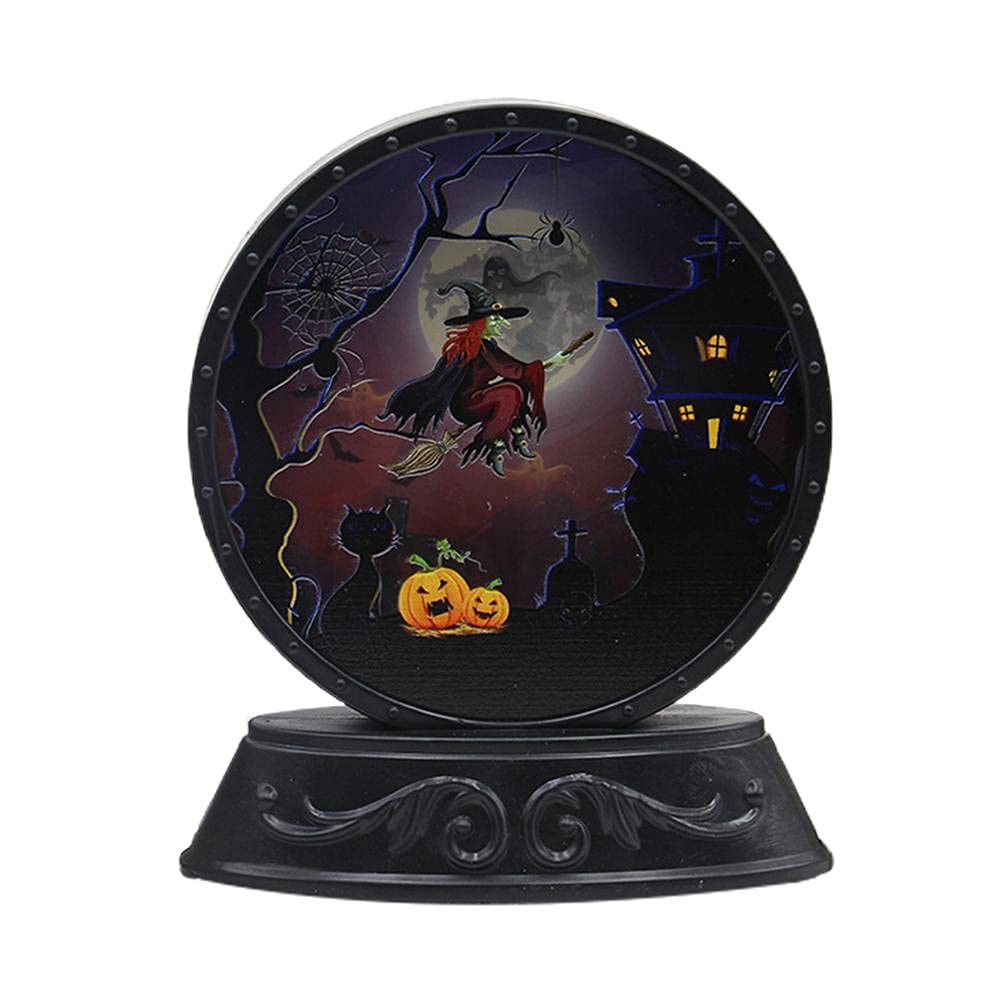 Enfudid Halloween Pumpkin LED Night Light - Pumpkin Head Bone Cat Lantern Table Lamp for Halloween Party Decorations, Battery Operated (Witch) - Perfect for Spooky Home Decor, Trick-or-Treat Displays & Halloween Festival Lighting