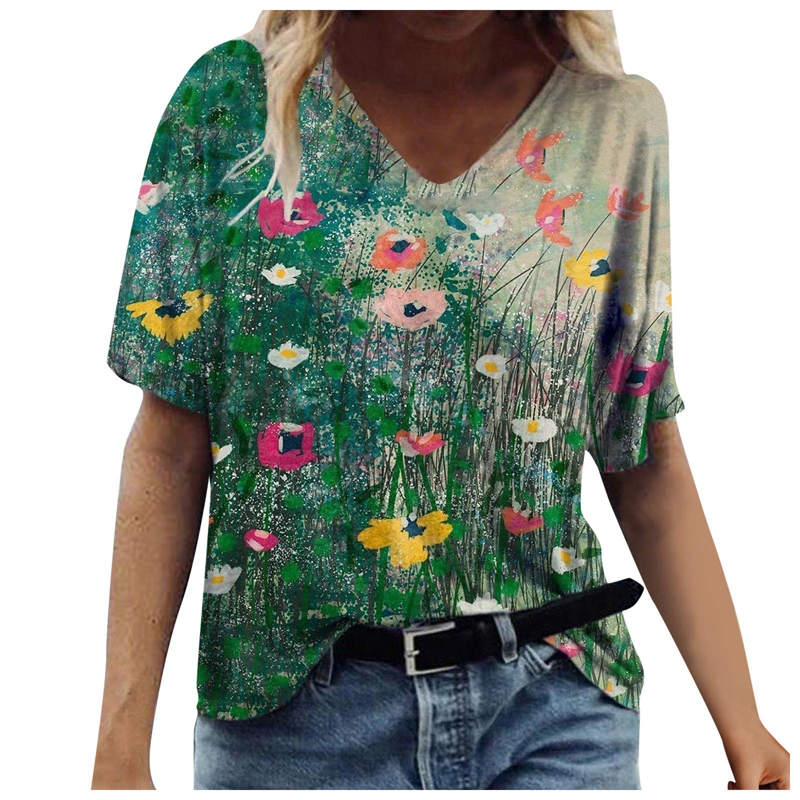Women's Summer Short Sleeve Printed T-Shirt - Casual Tunic Blouse & Tank Top for Women - Perfect for Beach, Vacation, and Everyday Wear