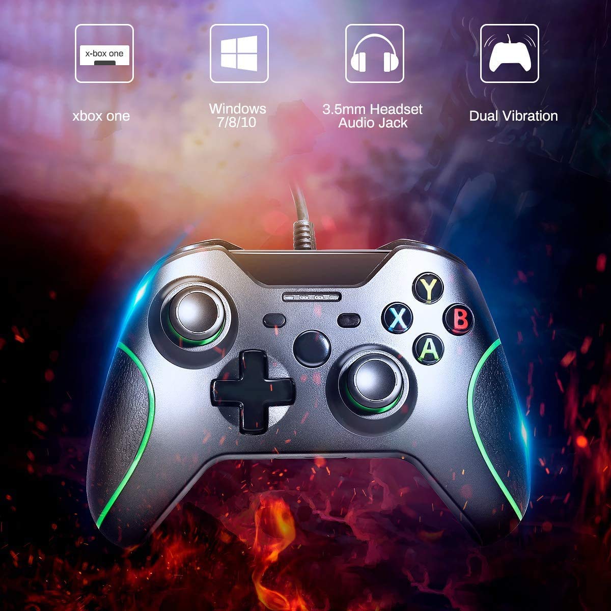 Xbox One Wired Controller with 3.5mm Audio Jack - Compatible with Xbox One/Xbox One X/Xbox One S/PS3/PC - Ergonomic Gamepad for Gaming & Streaming (Black) - Perfect for Competitive Play, Online Multiplayer & PC Gaming Sessions