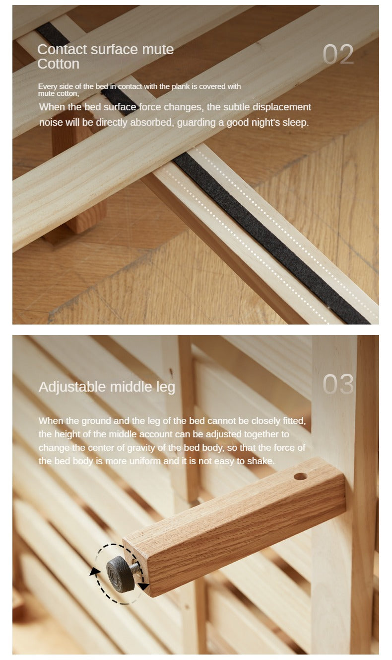 Solid Oak Wood Grille Bed - Small Soft Bed Frame for Cozy Bedrooms | Perfect for Kids Rooms, Guest Rooms & Small Spaces