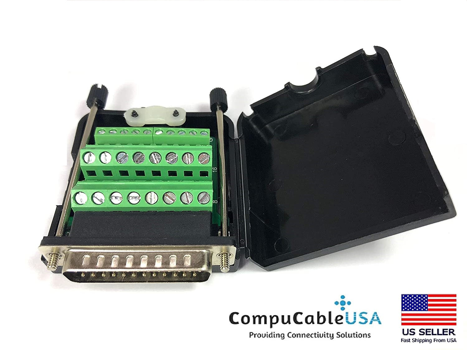 DB25 Male D-Sub Solderless Breakout Terminal Block Connector Kit - 1PC DIY Electronics Project Component for Arduino, Raspberry Pi & PCB Prototyping