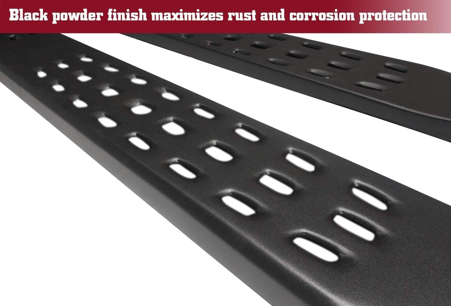TAC Frigate Running Boards for 2019-2025 Chevy Silverado 1500 & GMC Sierra 1500 | 2020-2025 Silverado/Sierra 2500/3500 HD Crew Cab - Black Textured Nerf Bars (2-Piece Set, 91