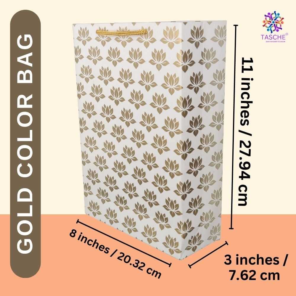 Premium Gold Lotus & Chakras Design Gift Bags - 11x8x3 Inches (Pack of 10) | Elegant Return Gifts, Birthday & Holiday Present Bags for Parties, Weddings & Spiritual Events