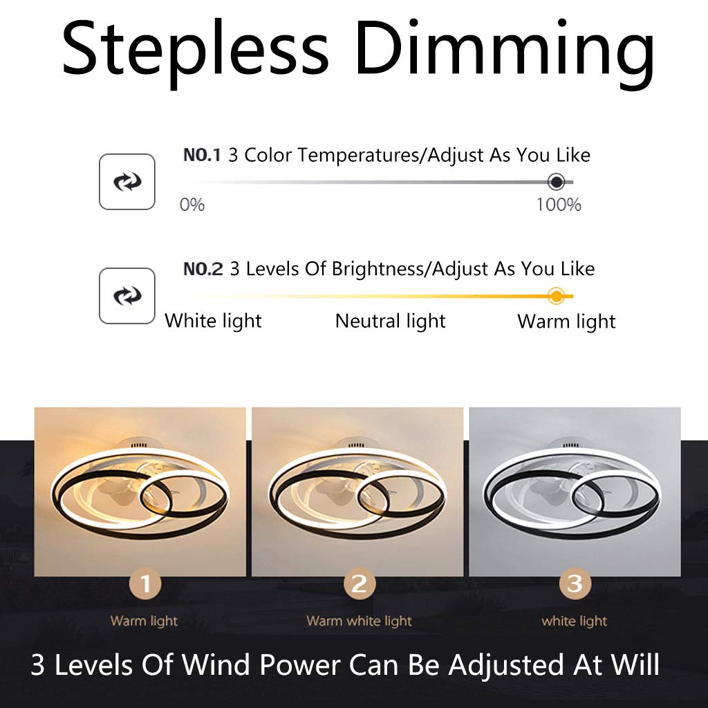 Modern LED Ceiling Fan with Dimmable Remote Control - Energy Efficient Invisible Blades, Soft Lighting for Bedroom, Living Room, Nursery & Dining Room - Perfect for Home Cooling and Ambient Lighting