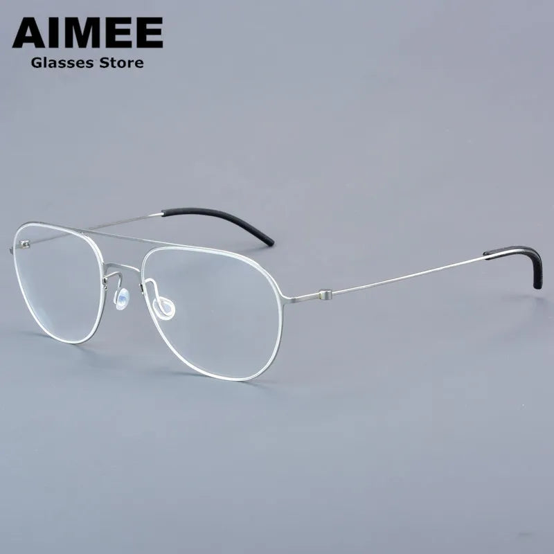 Stylish Unisex Full Rim Oval Double Bridge Titanium Eyeglasses Frame 25527 - Lightweight & Durable for Work, Reading & Everyday Wear