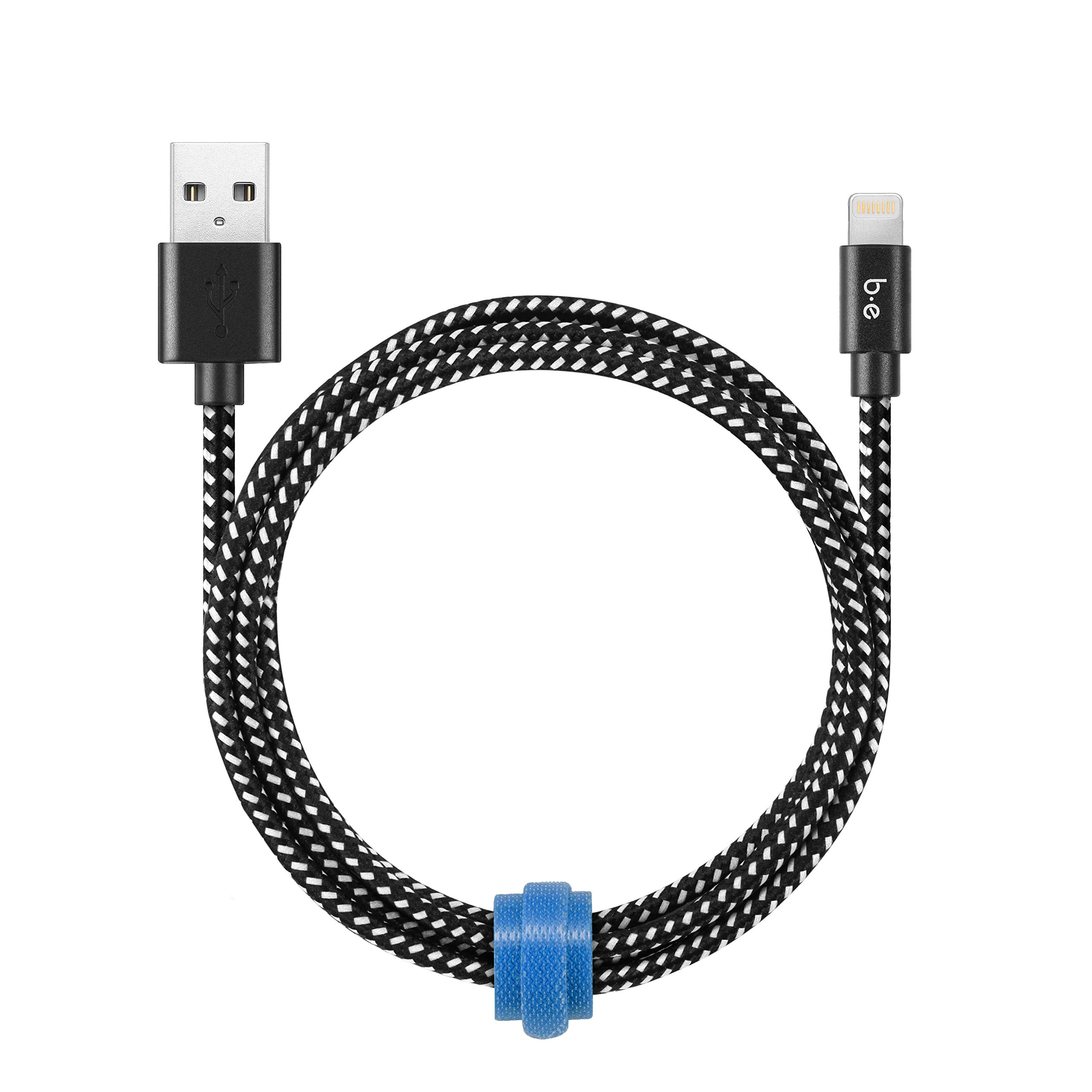 Blue Element Braided Lightning to USB-A Charging Cable 4ft - Fast Sync & Durable for iPhone, iPad - Perfect for Home, Office & Travel