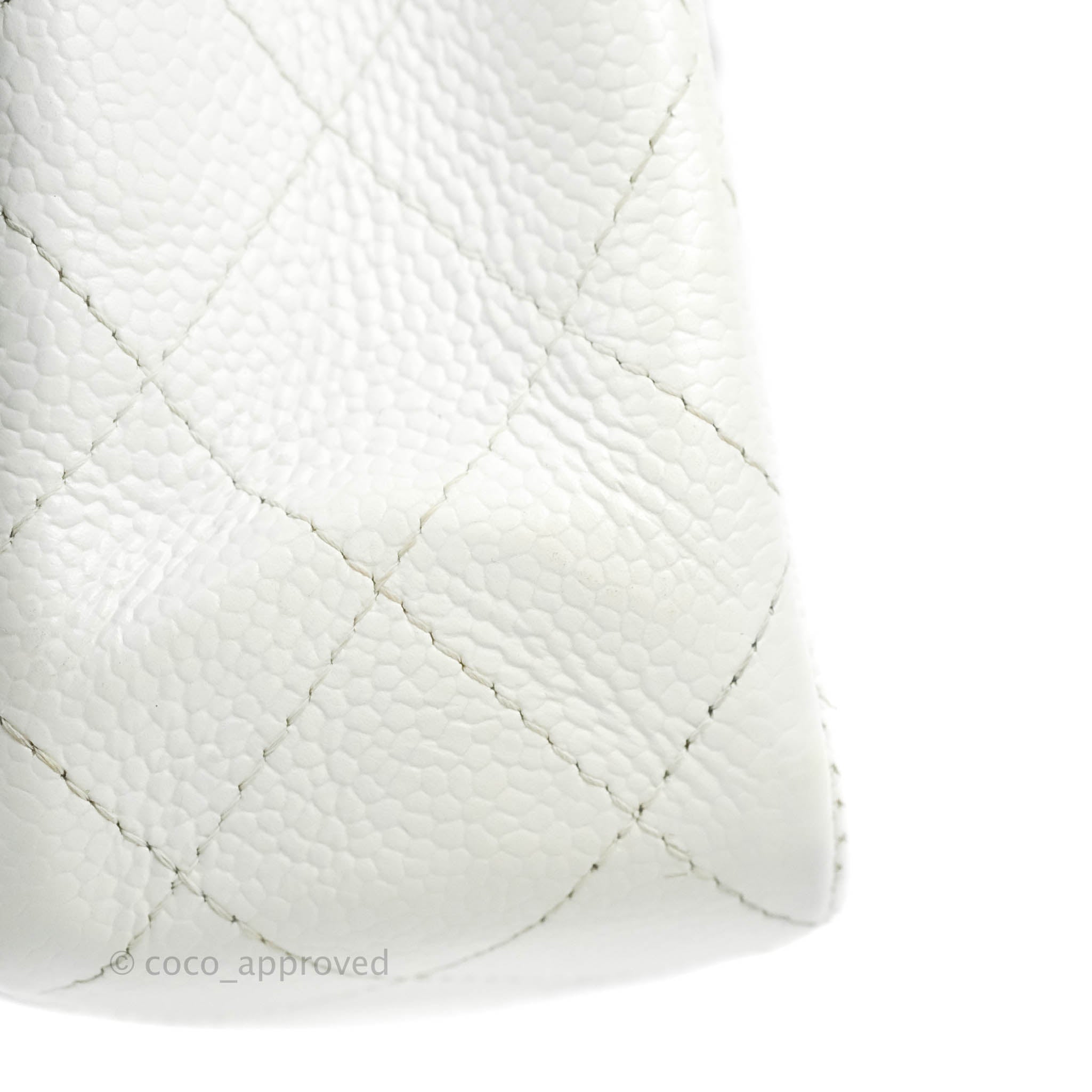 Chanel Classic M/L Medium Double Flap Bag in White Caviar Leather with Silver Hardware - Perfect for Luxury Fashion, Evening Events & Designer Handbag Collection