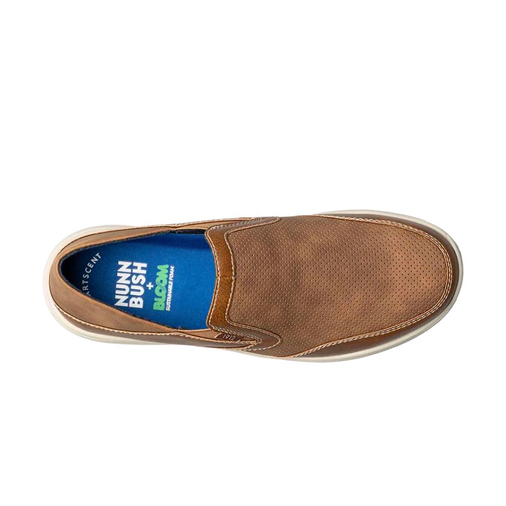 Nunn Bush Men's Conway EZ Moc Toe Slip-On Casual Shoes - Tan | Comfortable Loafers for Work, Travel & Everyday Wear