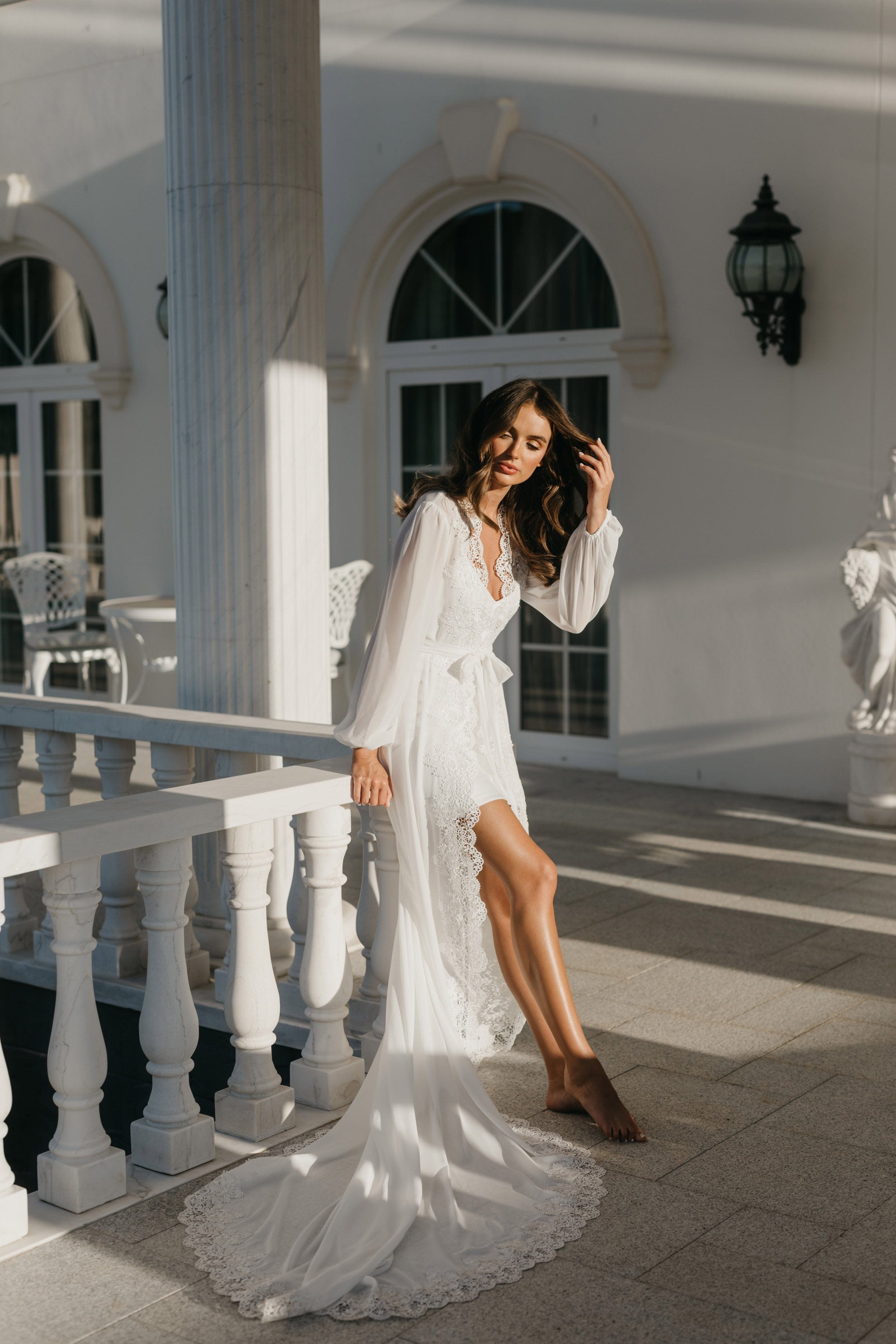 Elegant Jolie Lace Trim Maxi Dress with Train & Slip - Perfect for Weddings, Prom, and Formal Events