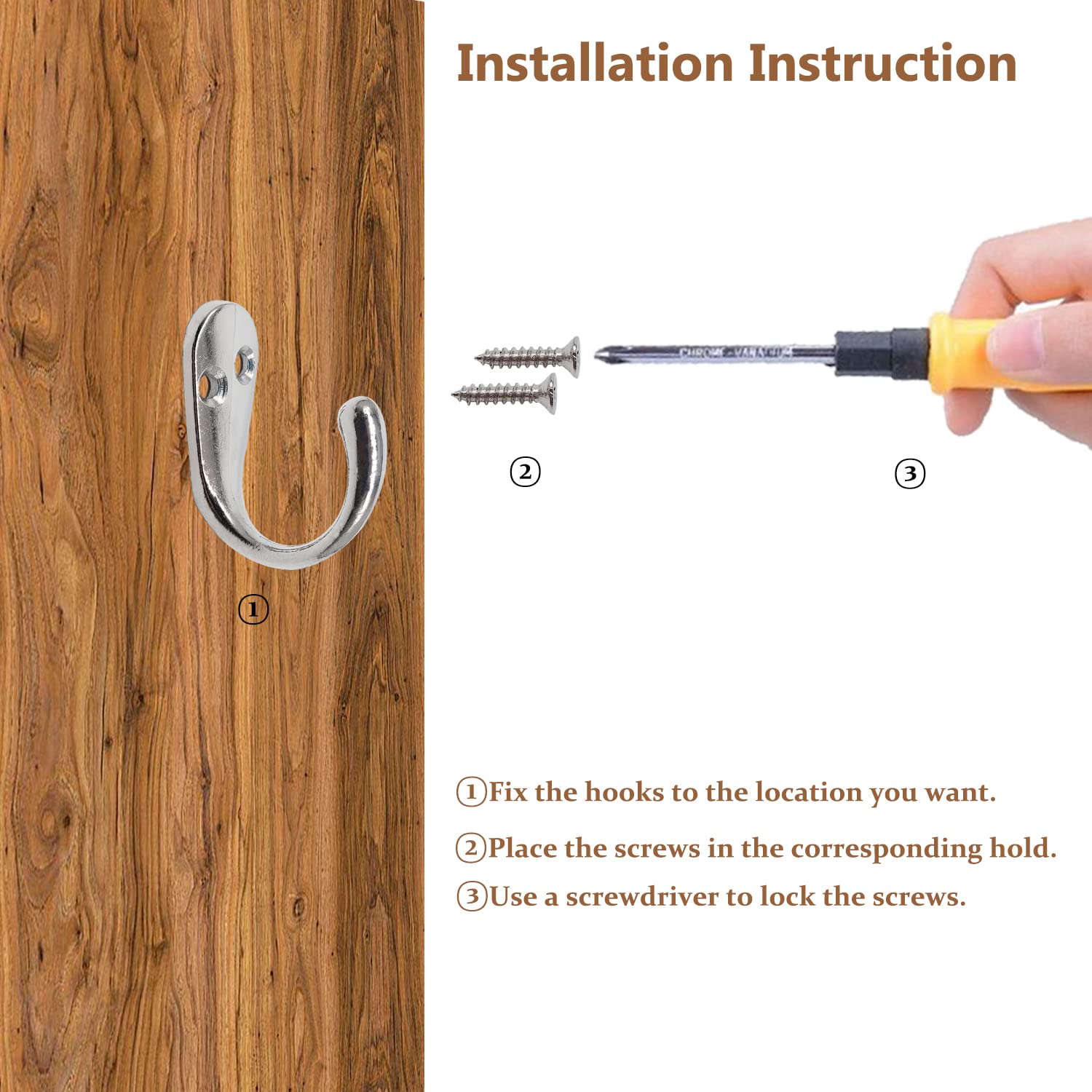 Gutapo 20-Pack Single Prong Robe Hooks - Heavy Duty Wall Mounted Coat Hooks for Towels, Bags, Scarves, Keys, Hats & Cups - Includes 44 Screws - Perfect for Bathroom, Bedroom, Entryway & Closet Organization