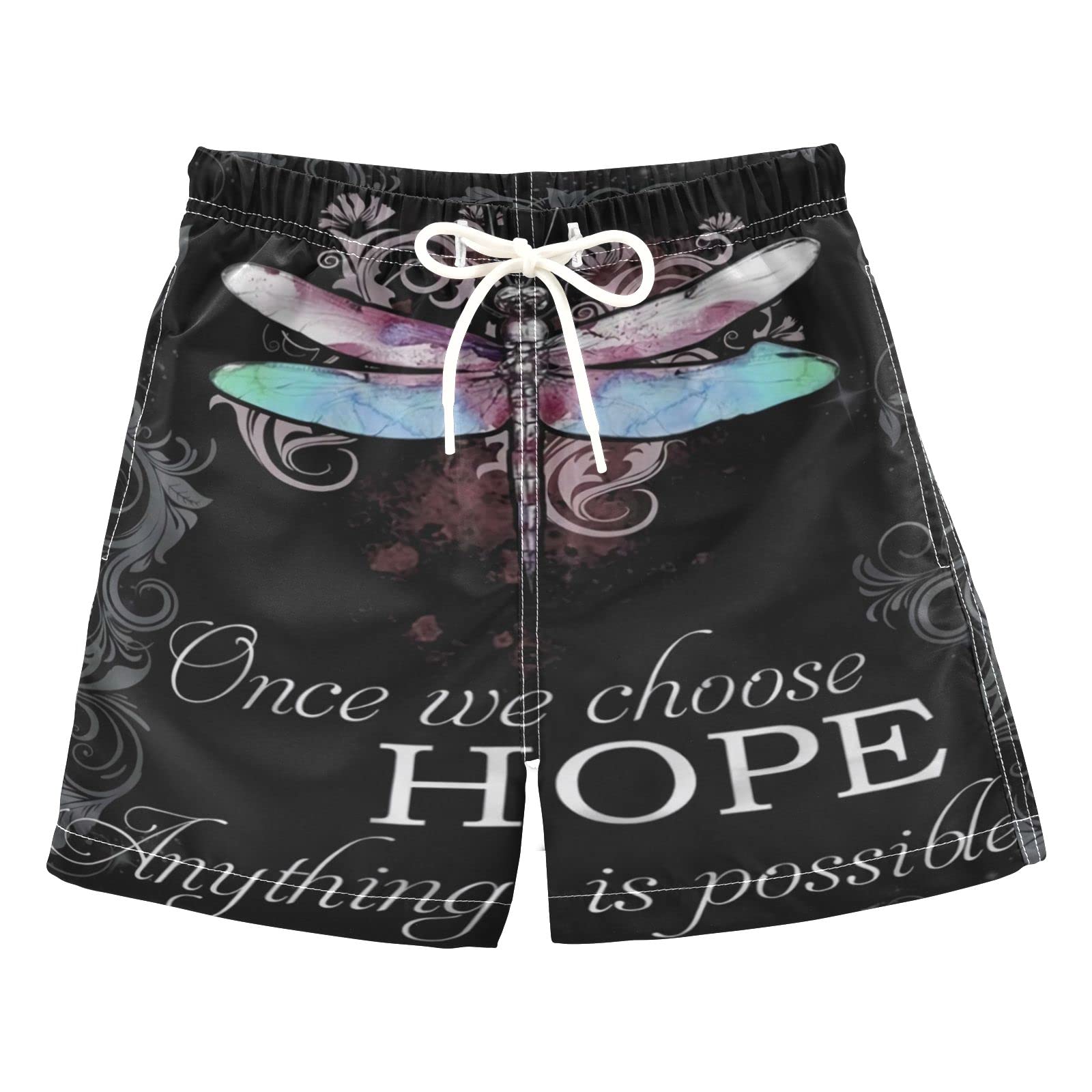 AMICHIC Boys' Dragonfly Swim Trunks - Quick Dry Swim Board Shorts for Toddler Kids Teens 2T-8 - Perfect for Beach, Pool & Summer Water Activities