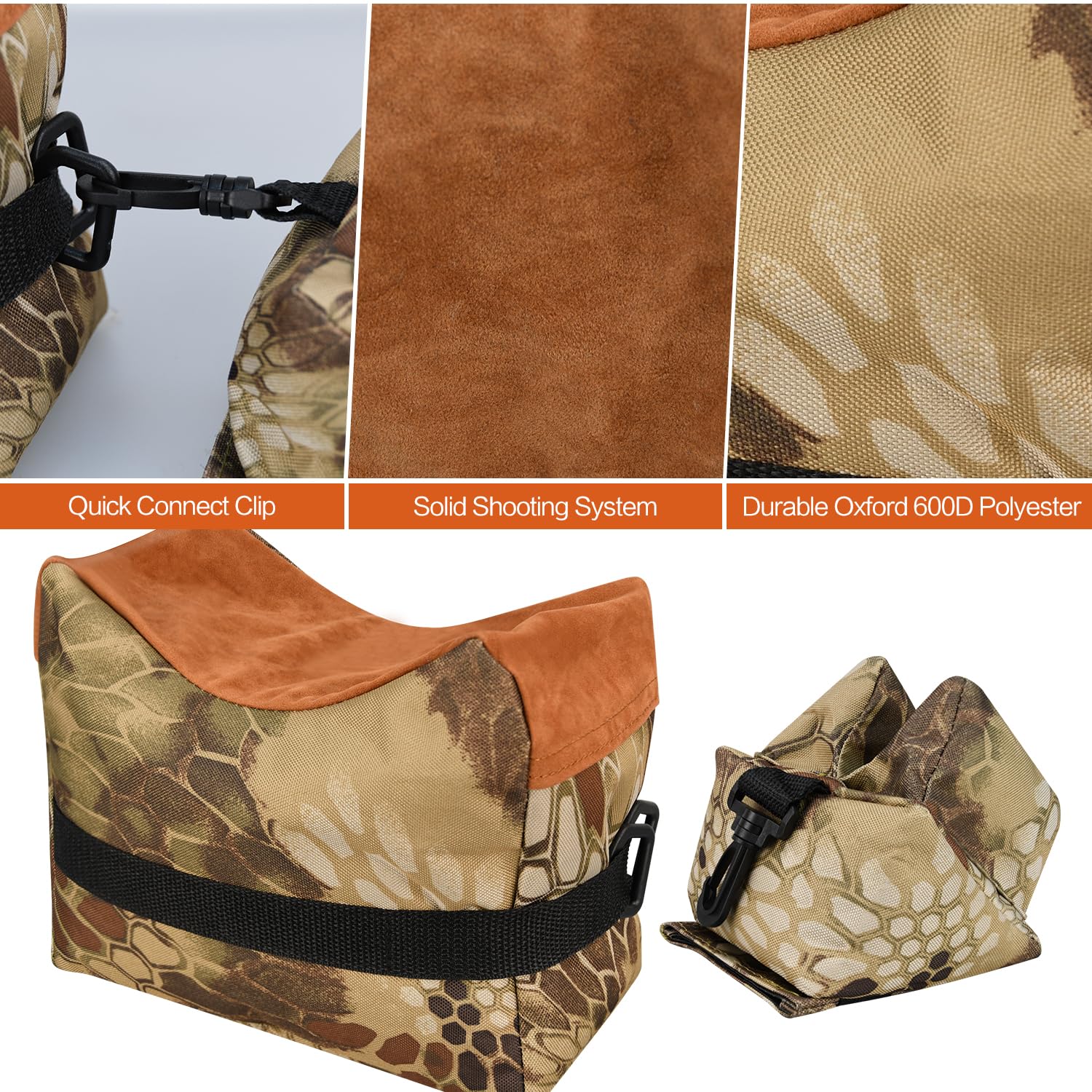 Best Shooting Rest Bags for Rifle Hunting - Front & Rear Support Sandbag Stand Holders with 600D Polyester (Unfilled) - Perfect for Range Practice & Outdoor Hunting