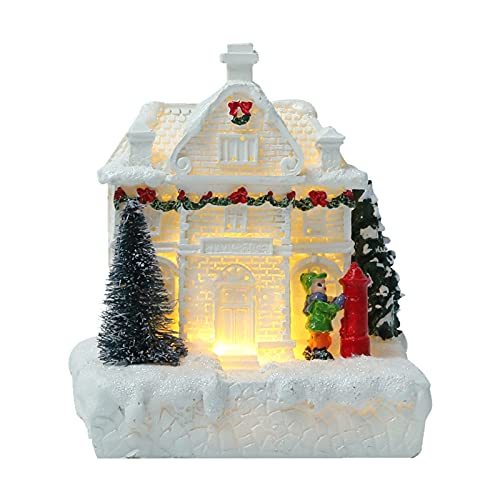 Mini Christmas Village Houses with Warm White LED Lights - Xmas Table Decor, Resin Figurines, Snow House Doll & Night Light for Holiday Home Decor | Perfect for Mantel, Shelf, or Gift Giving