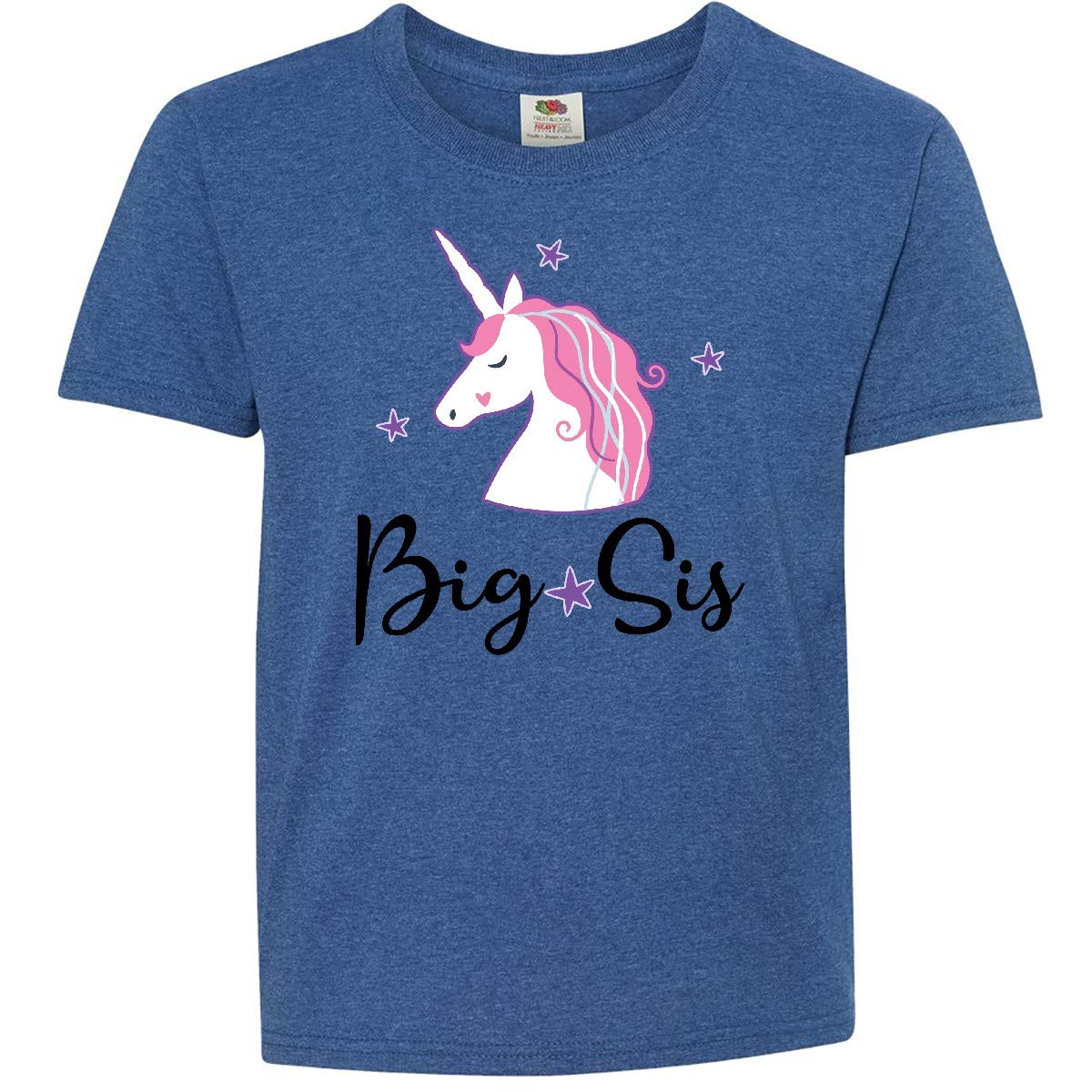 Inktastic Big Sis Unicorn Girls Sister Announcement Youth T-Shirt - Cute Unicorn Design for Sister Bonding, Birthday Gifts & Family Matching Outfits