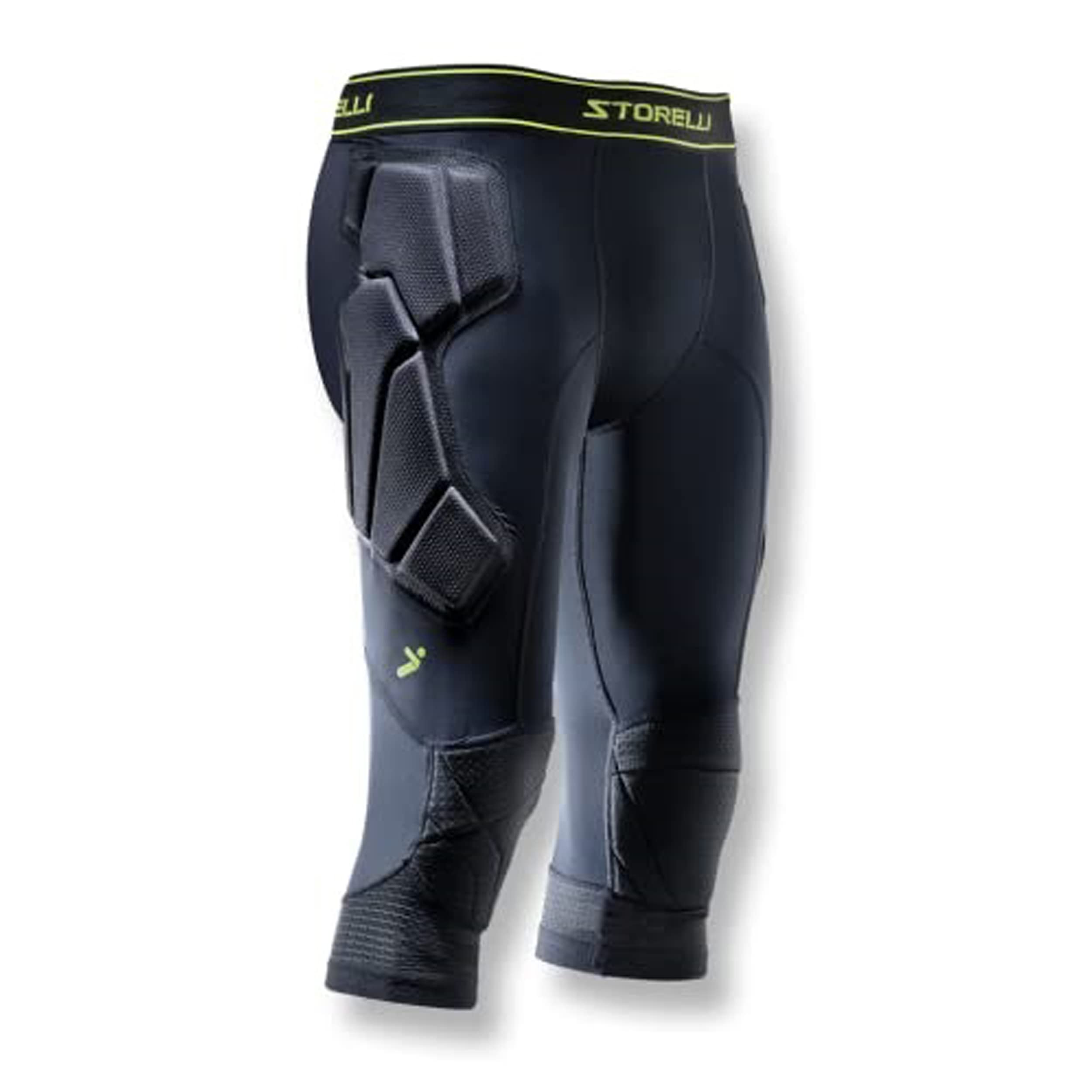 Storelli BodyShield 3/4 Goalkeeper Leggings - High-Impact Protection, Moisture-Wicking & UV-Resistant Soccer Pants for Men | Black | XL | Perfect for Goalkeepers, Rugby & High-Intensity Sports Training