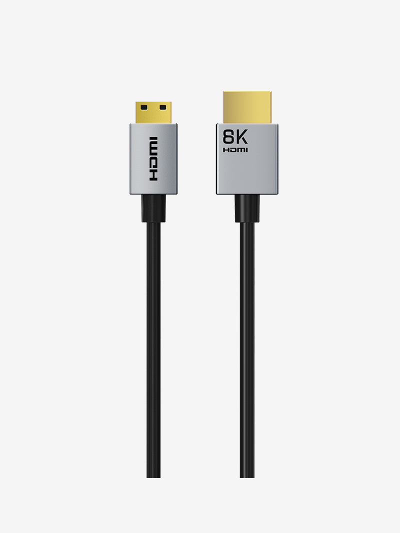 8K60Hz Mini HDMI to HDMI Cable 10ft - Bi-Directional, High-Speed 4K/8K HDMI 2.1 Cable for Raspberry Pi, Zero Camera, Camcorder, Gaming, Home Theater & 8K TV Setup