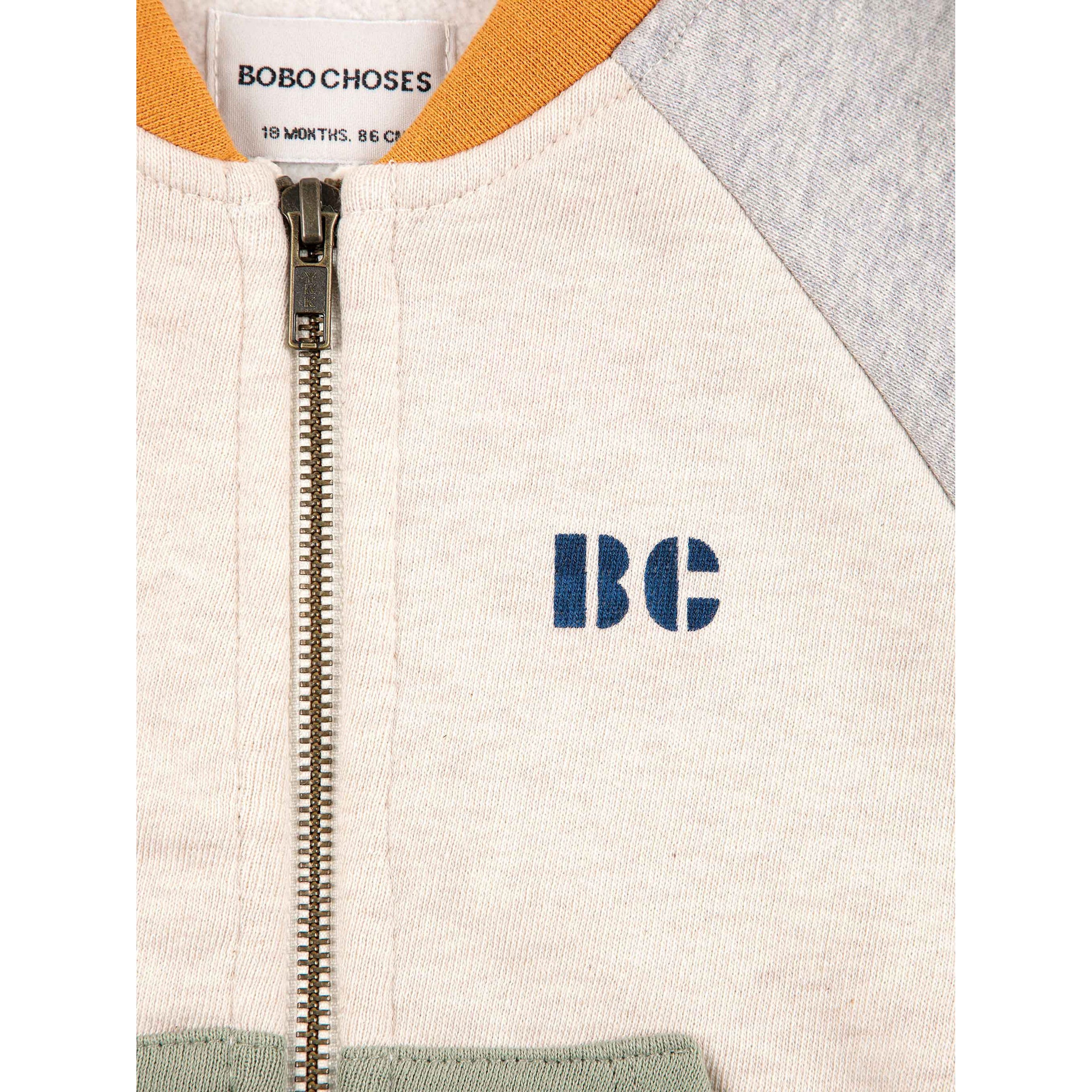 Bobo Choses Baby Color Block Zipped Sweatshirt - Soft Cotton Hoodie for Toddlers & Infants - Perfect for Playdates, Daycare & Outdoor Adventures