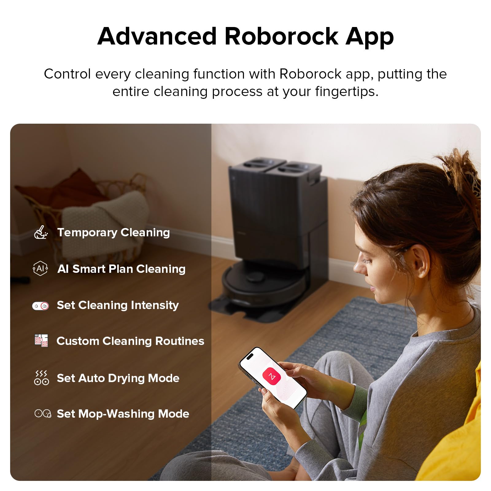 Roborock Qrevo Plus Robot Vacuum and Mop - Self-Emptying with Auto Mop Washing & Drying, 7000Pa Strong Suction, FlexiArm Edge Cleaning, Smart Obstacle Avoidance - Perfect for Hardwood Floors & Pet Hair Cleaning