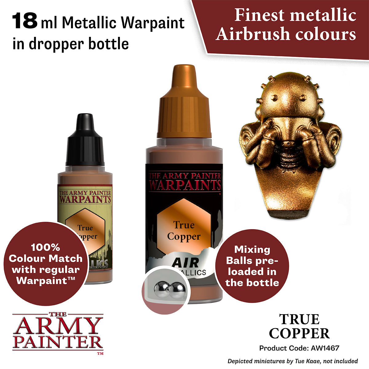 Warpaints Air Metallics True Copper - High-Quality Metallic Paint for Miniatures & Models - Perfect for Warhammer, D&D, and Cosplay