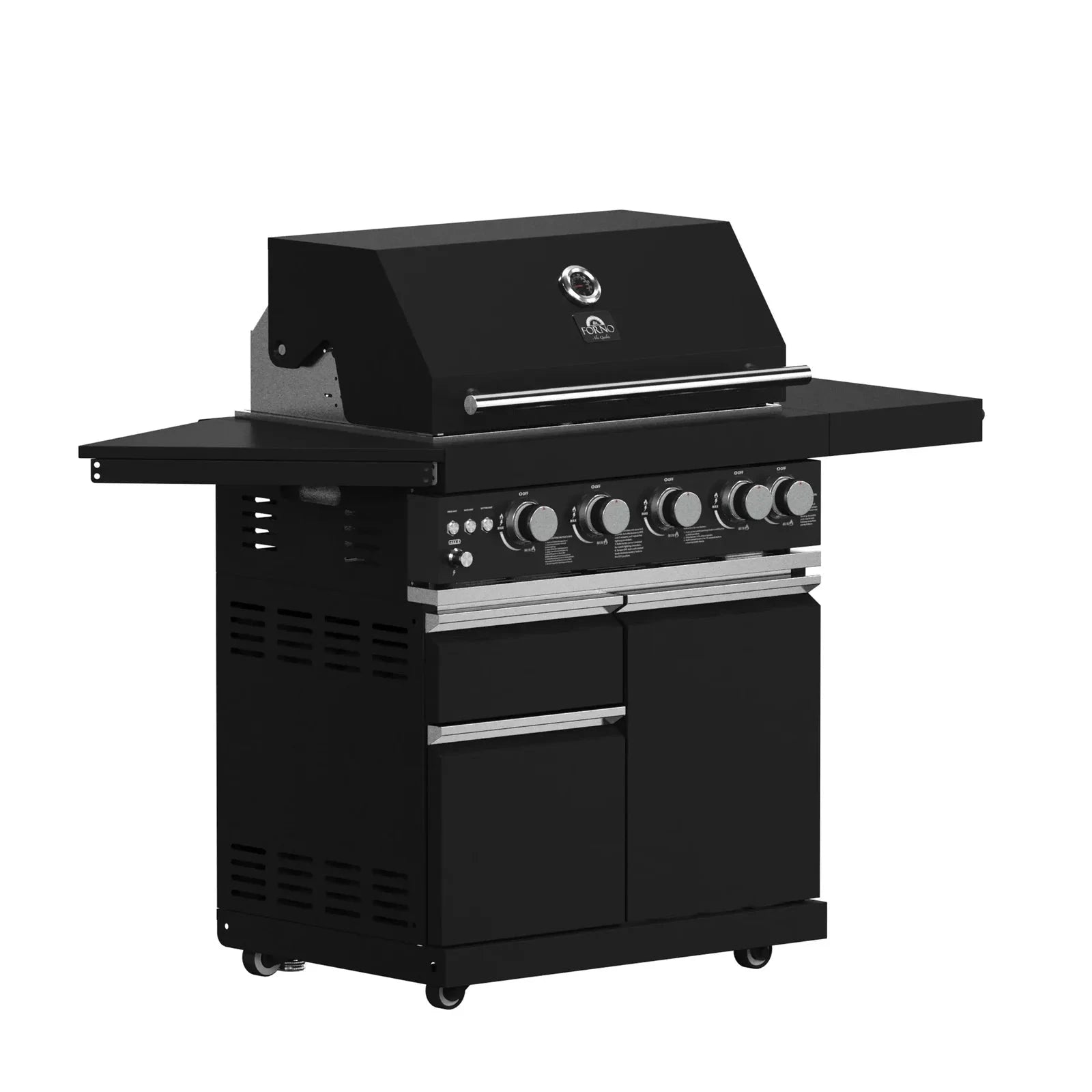 Premium Forno All'Aperto Outdoor Kitchen Set FODKT2582BLK - Stainless Steel BBQ Grill Island with Side Burner & Storage - Perfect for Backyard, Patio, and Poolside Entertaining