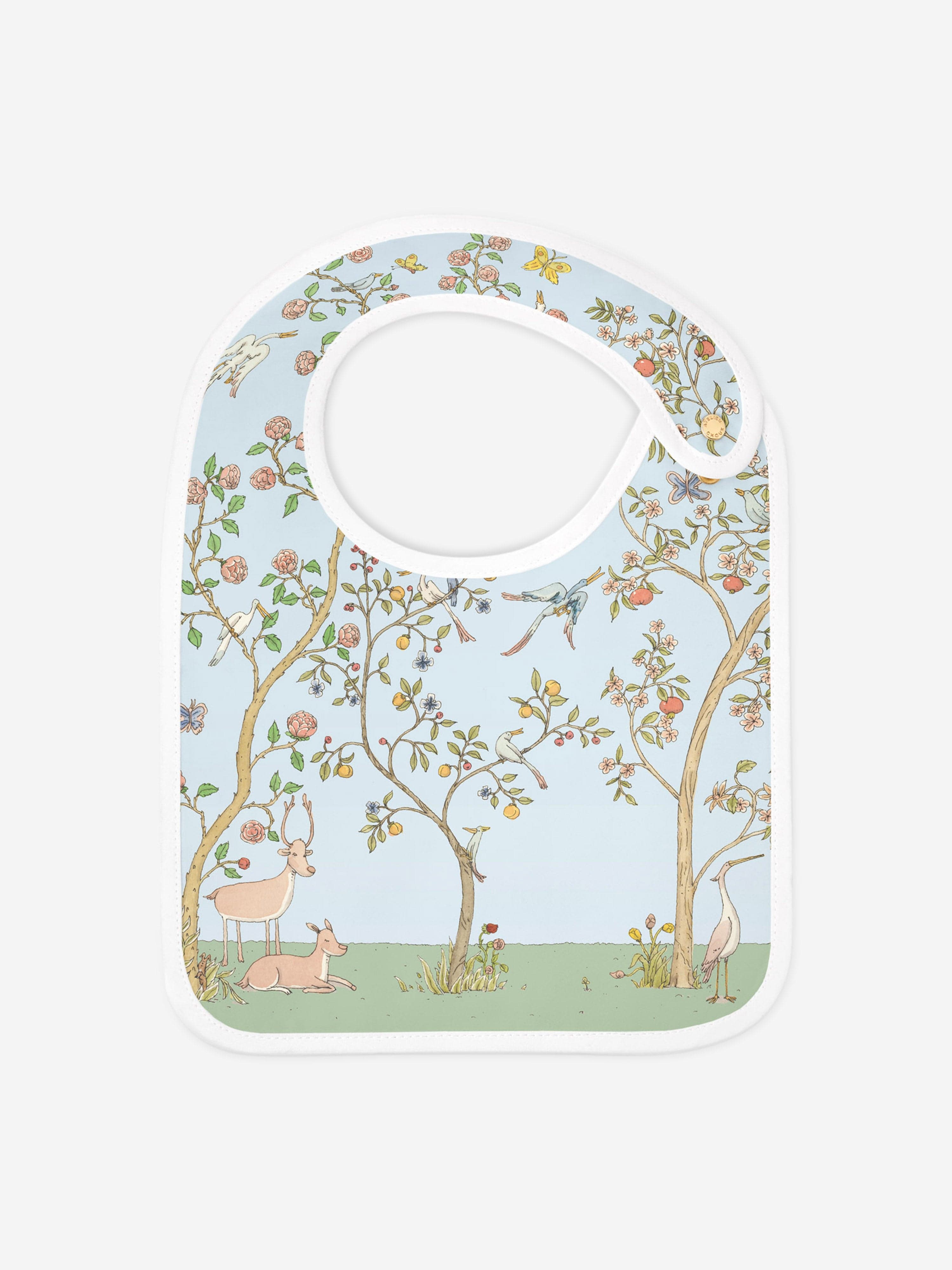 Atelier Choux Baby Satin In Bloom Bib - Soft Blue Organic Cotton Drool Bib for Newborns & Infants | Perfect for Feeding, Teething & Photo Shoots
