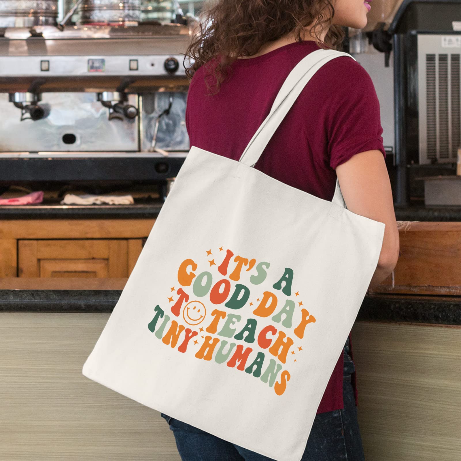 Teacher Appreciation Gift Ideas - Cute Canvas Tote Bags for School, Beach & Grocery Shopping | Reusable Eco-Friendly Summer Travel Bag for Women