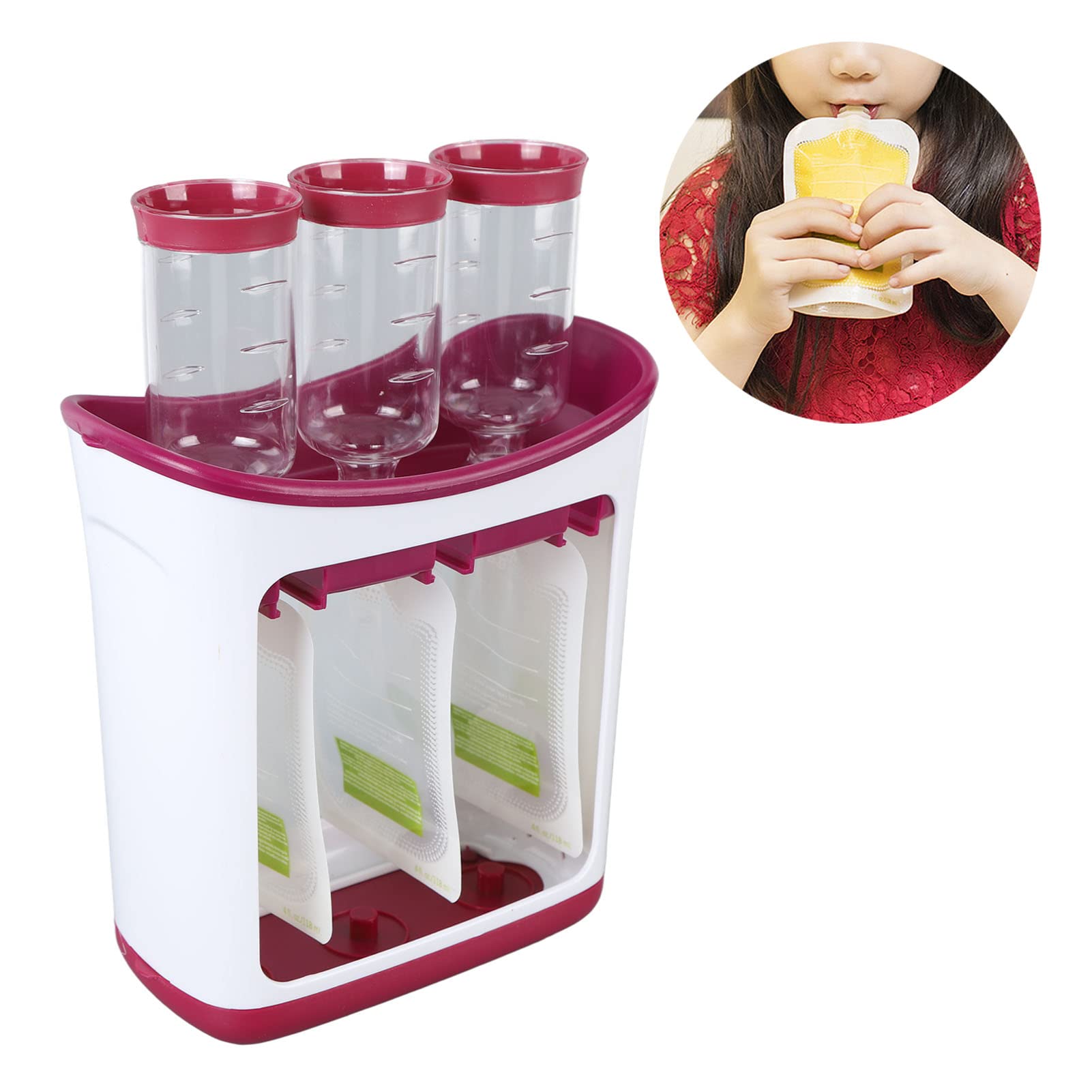 Fresh Squeezed Squeeze Station - Pouch Filling Station for Homemade Baby Food, Fruit Juice & Puree Maker with Storage Bags & Spoons | Perfect for Meal Prep, On-the-Go Snacks & Healthy Kids Lunch Ideas