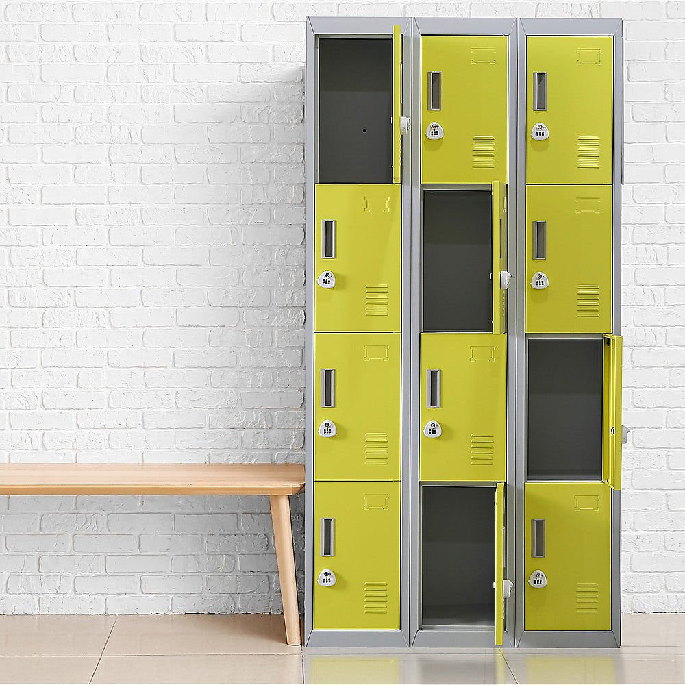 12-Door Locker with 3-Digit Combination Lock - Secure Storage for Office, Gym, Shed, School & Home - Ideal for Personal Belongings, Equipment & Valuables Protection