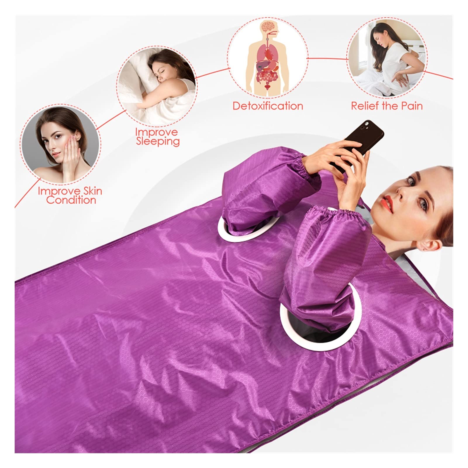 Infrared Sauna Blanket for Weight Loss & Detox - Portable Stretchy Hand Sleeve Design with Digital Temperature Control - Pink Home Spa Blanket for Relaxation & Body Shaping | Perfect for Home Use, Yoga Recovery & Post-Workout Relaxation