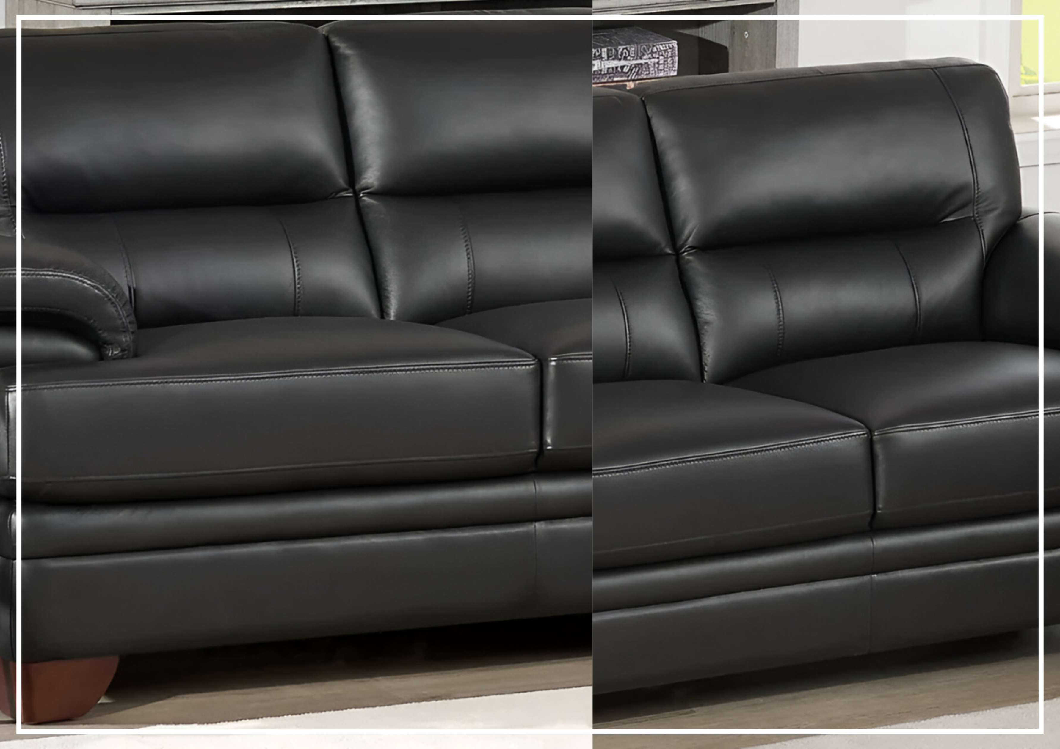 Hydeline Luxor Premium Leather 3-Seater Sofa with Cushion Arms - Modern Living Room Furniture for Home, Office & Lounge Comfort