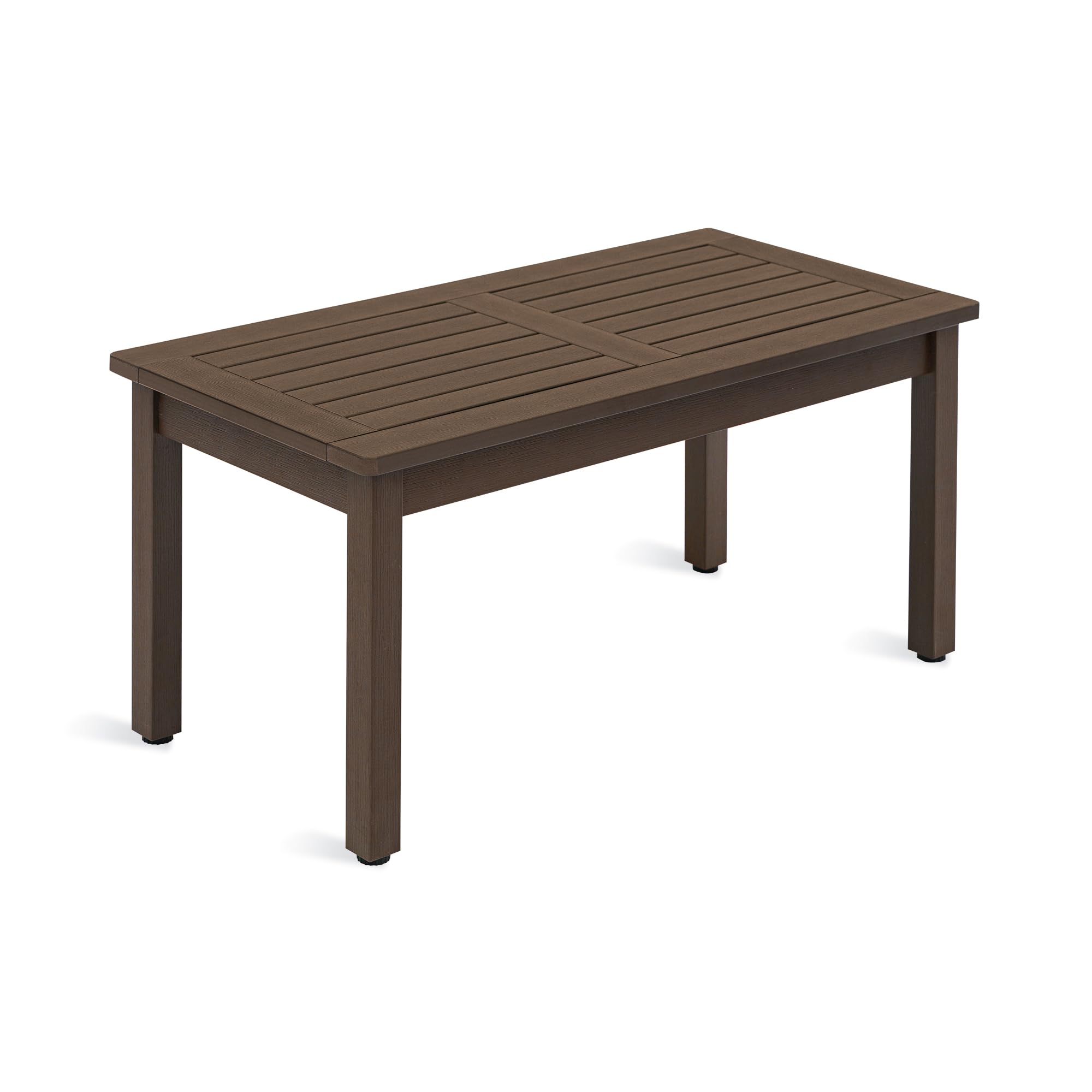 LUE BONA Outdoor Coffee Table Rectangle - All Weather HDPS Patio Coffee Table with Slatted Tabletop for Deck, Garden, Balcony - Indoor/Outdoor Use Dark Brown | Perfect for Backyard, Poolside & Patio Relaxation