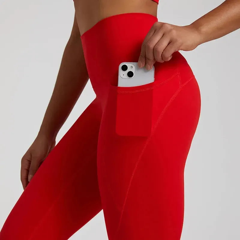 Seamless Nude Yoga Pants for Women - 3 Pocket High Waisted Gym Leggings with Push Up Effect | Perfect for Workouts, Running & Lounge Wear