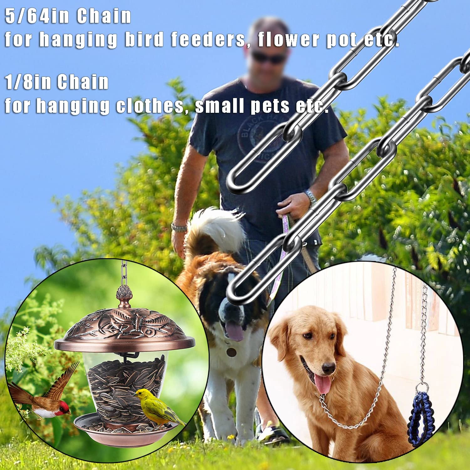 Lsqurel 13ft Stainless Steel Chain - 1/8in Light Duty Metal Link Chain for Hanging, Camping & Outdoor Use | Durable Utility Jack Chain for Home, Garden & DIY Projects (1/8in-13ft)